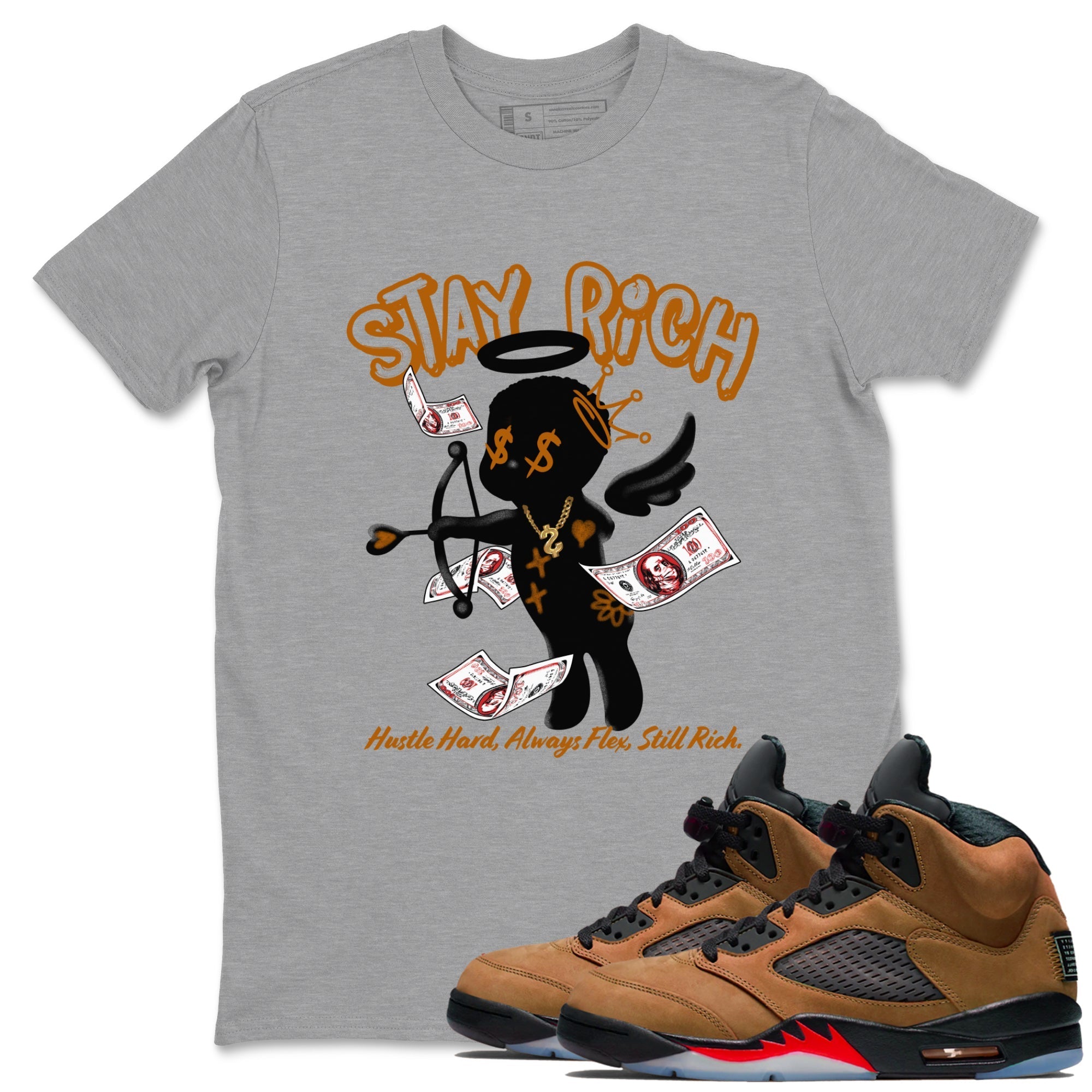 Stay Rich snkmatch Tees - Air Jordan 5 Archaeo Brown
