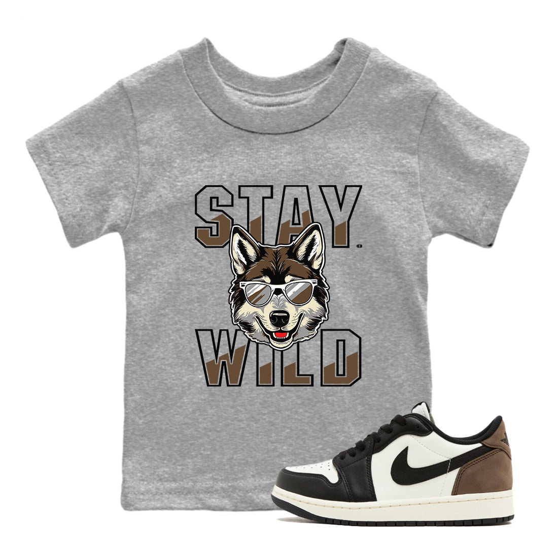 Stay Wild snkmatch Tees Kids - Air Jordan 1 Mocha