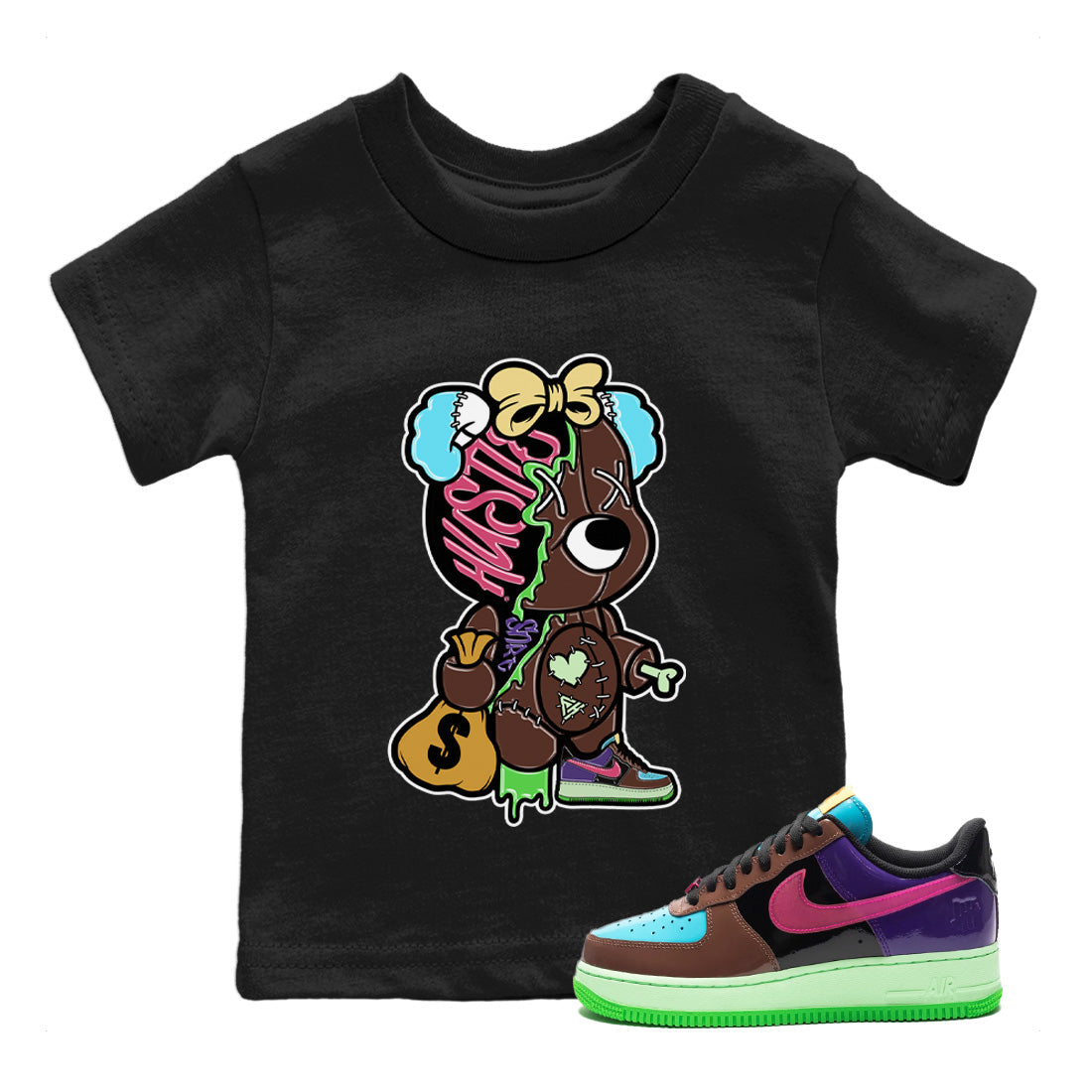 Stitched Hustle Bear Kids Tops - Air Force 1 Undefeated Fauna Brown