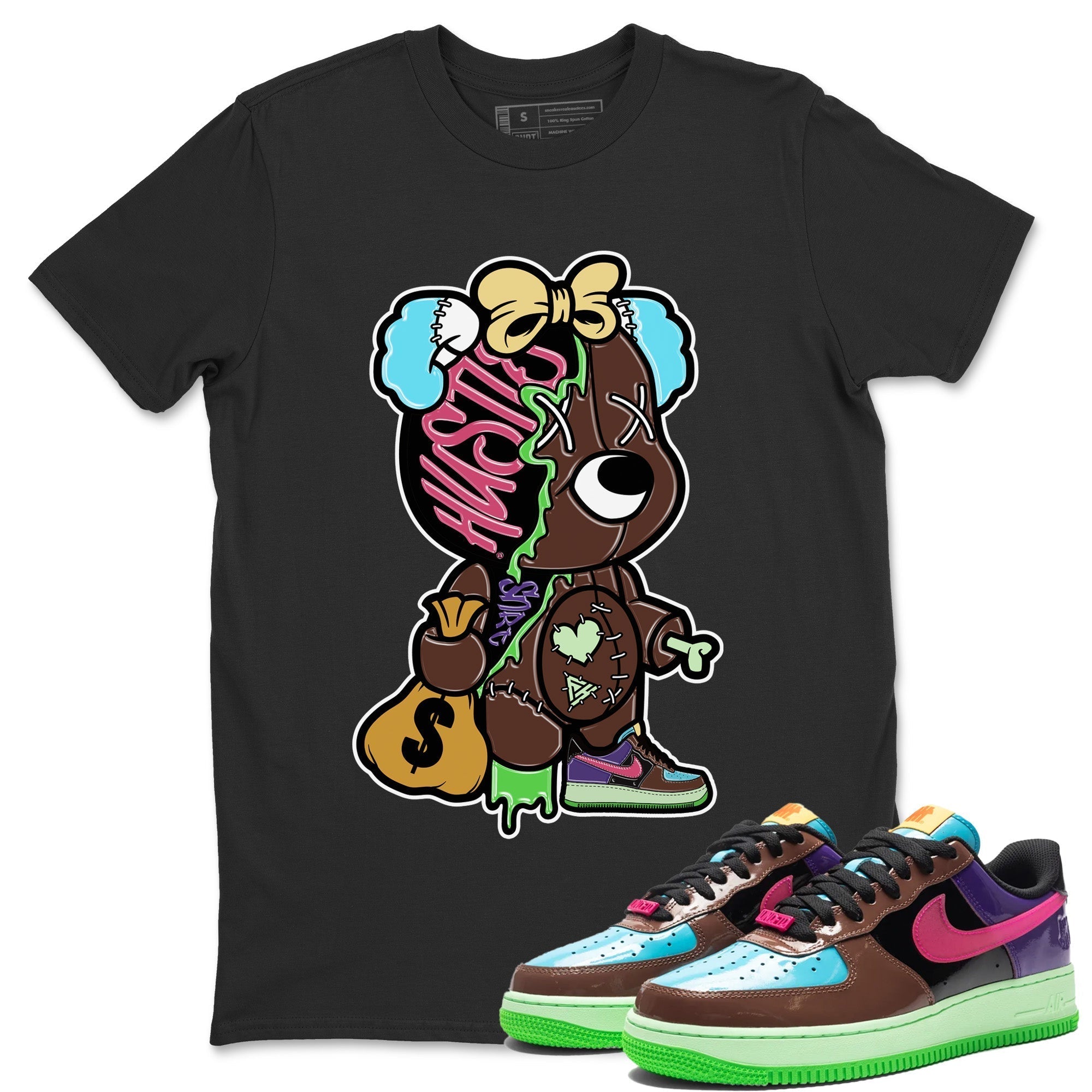 Stitched Hustle Bear Unisex Tops - Air Force 1 Undefeated Fauna Brown