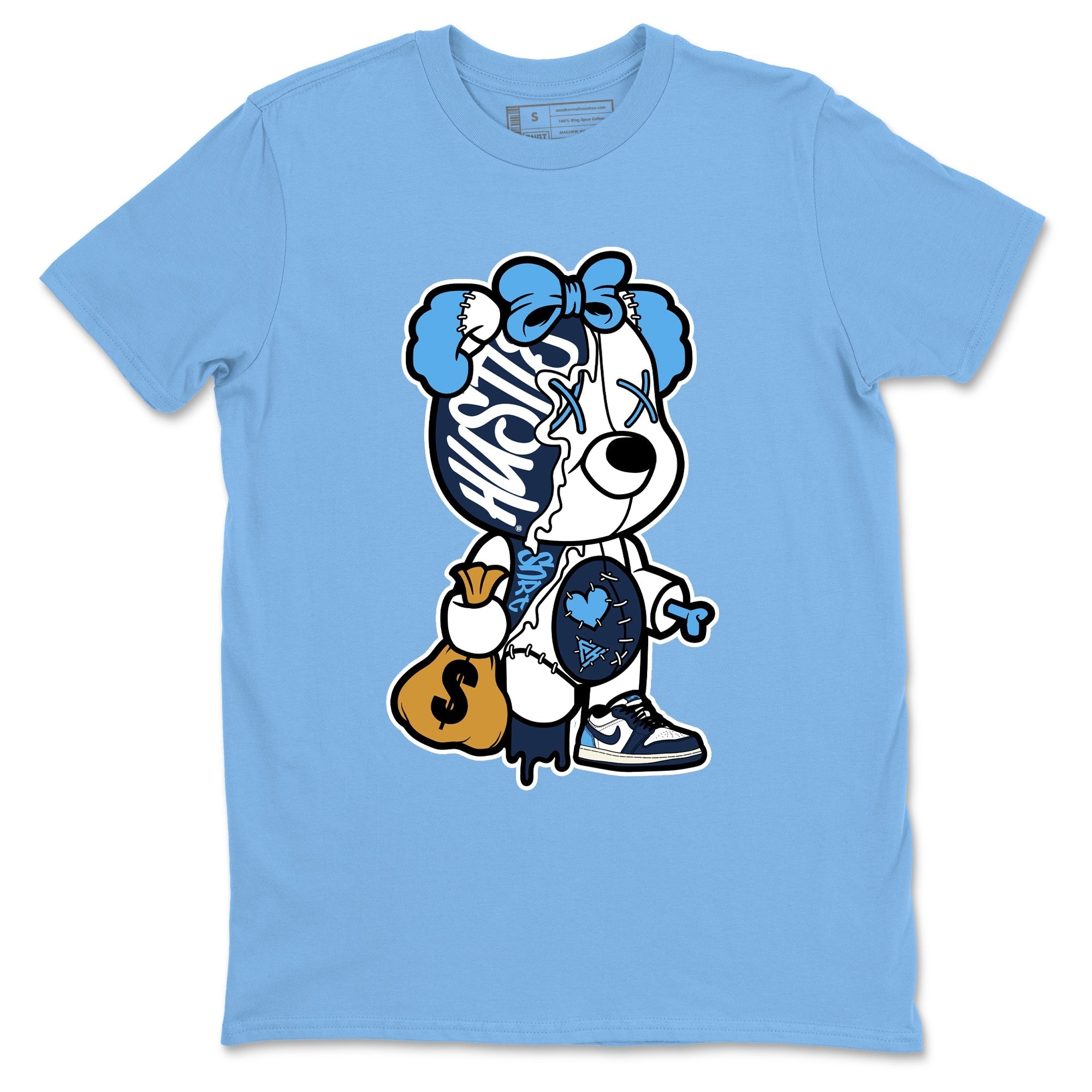 Stitched Hustle Bear snkmatch Tees - Air Jordan 1 Obsidian