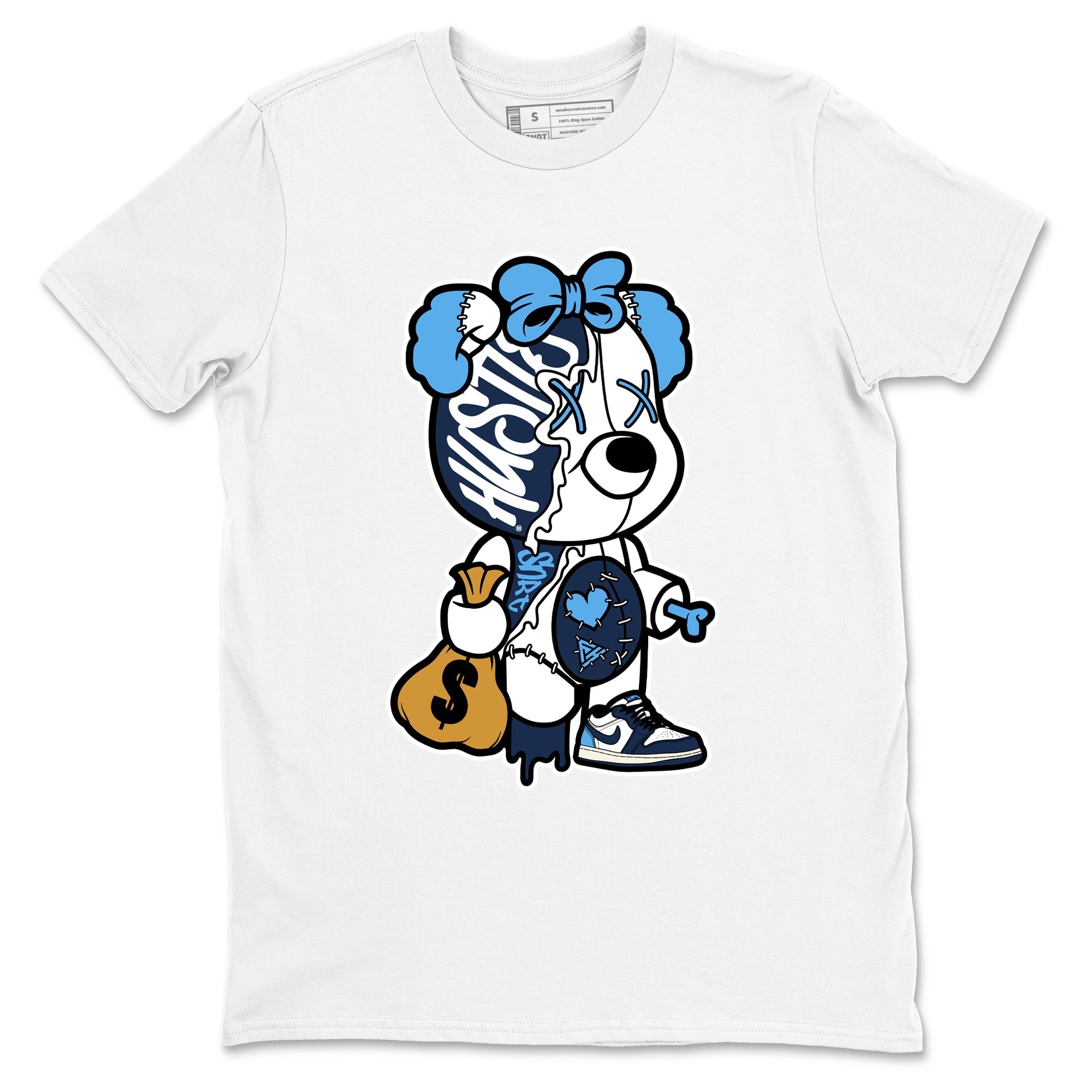Stitched Hustle Bear snkmatch Tees - Air Jordan 1 Obsidian