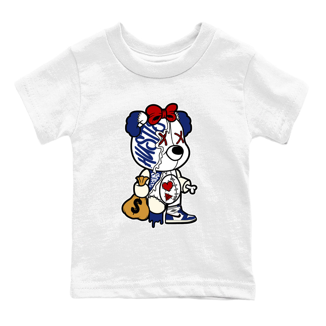 Stitched Hustle Bear snkmatch Tees Kids - Air Jordan 1 Rare Air