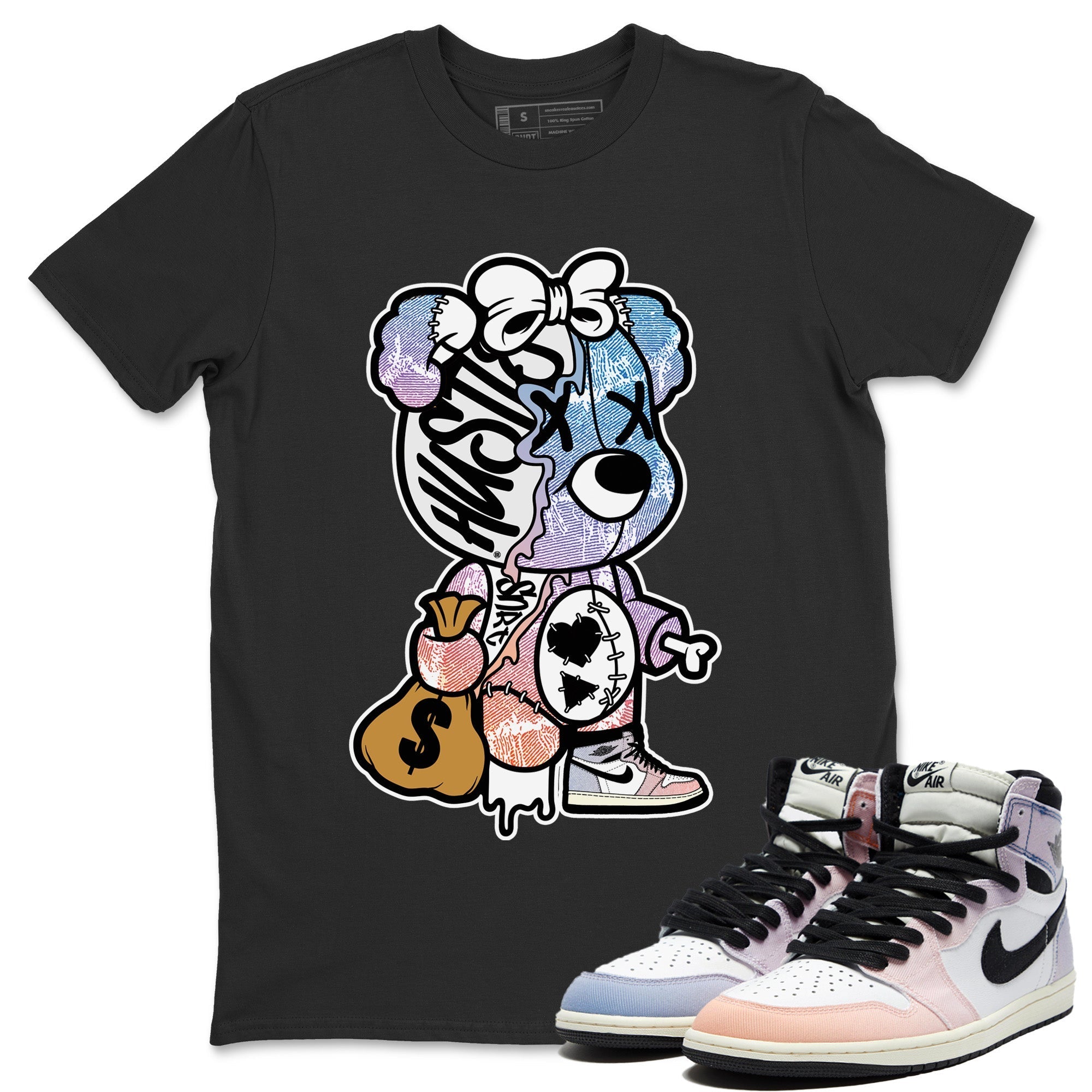 Stitched Hustle Bear Unisex Tops - Air Jordan 1 Skyline