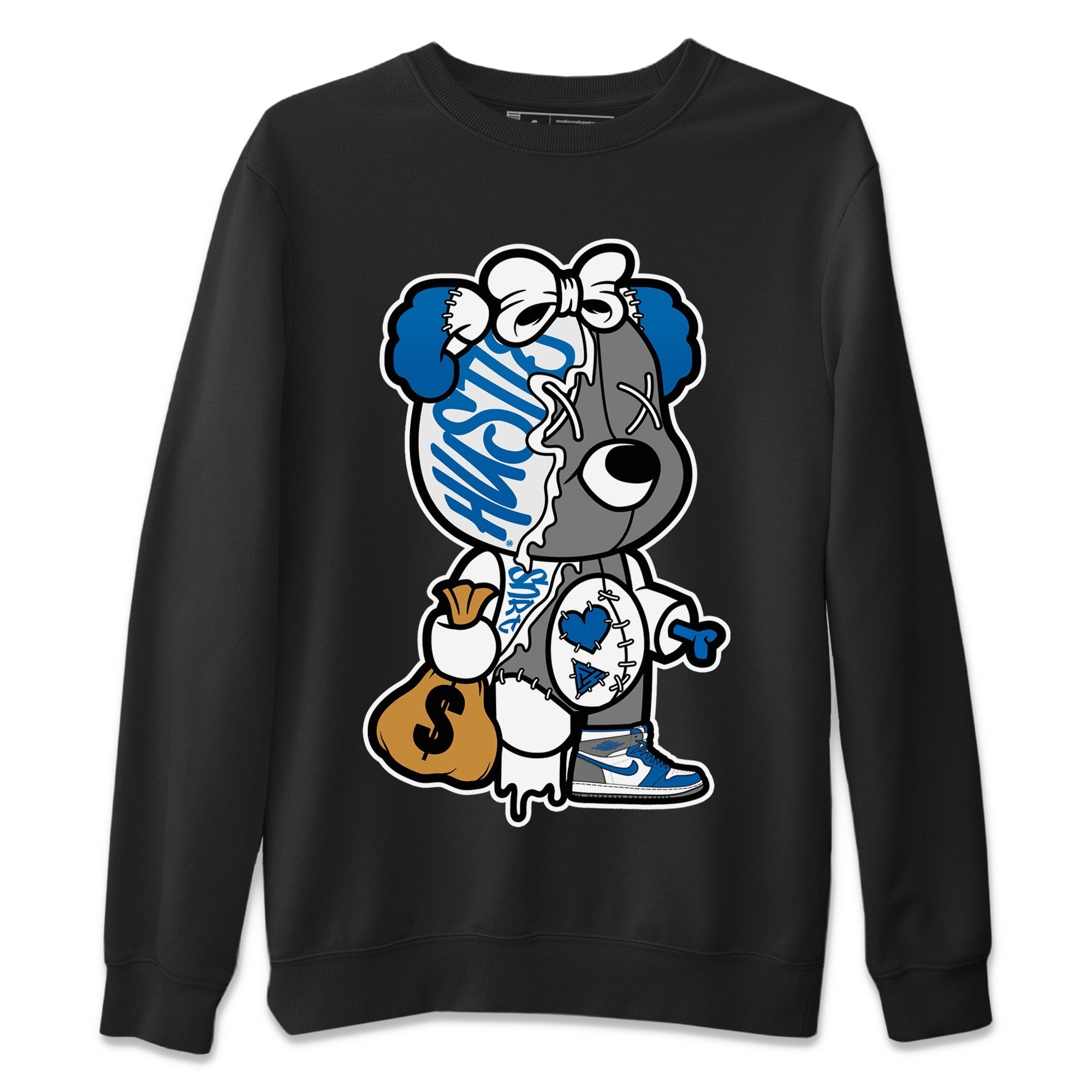 Stitched Hustle Bear Unisex Tops - Air Jordan 1 True Blue