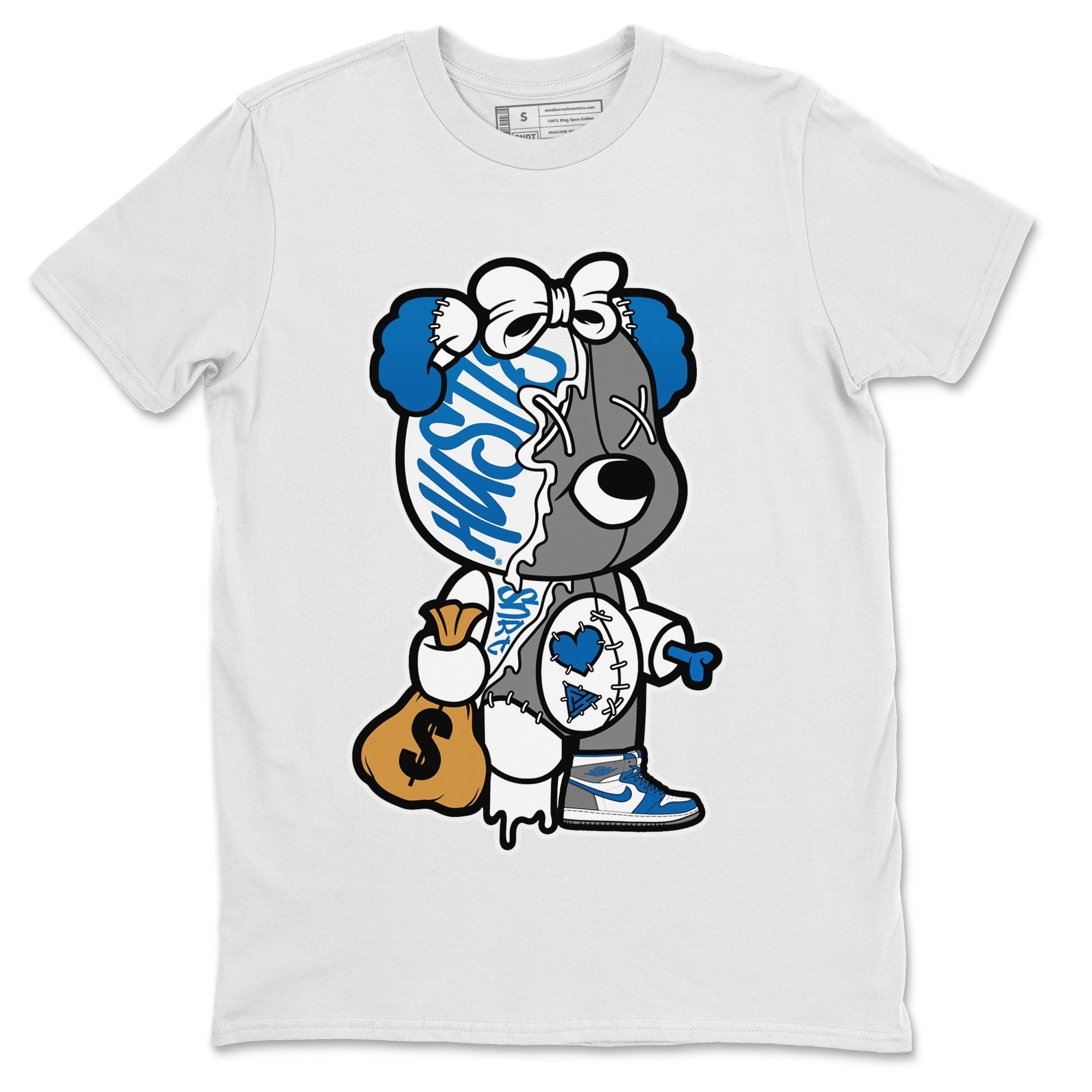 Stitched Hustle Bear Unisex Tops - Air Jordan 1 True Blue