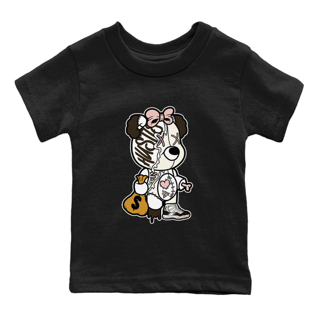 Stitched Hustle Bear snkmatch Tee Kids - Air Jordan 11 Neapolitan