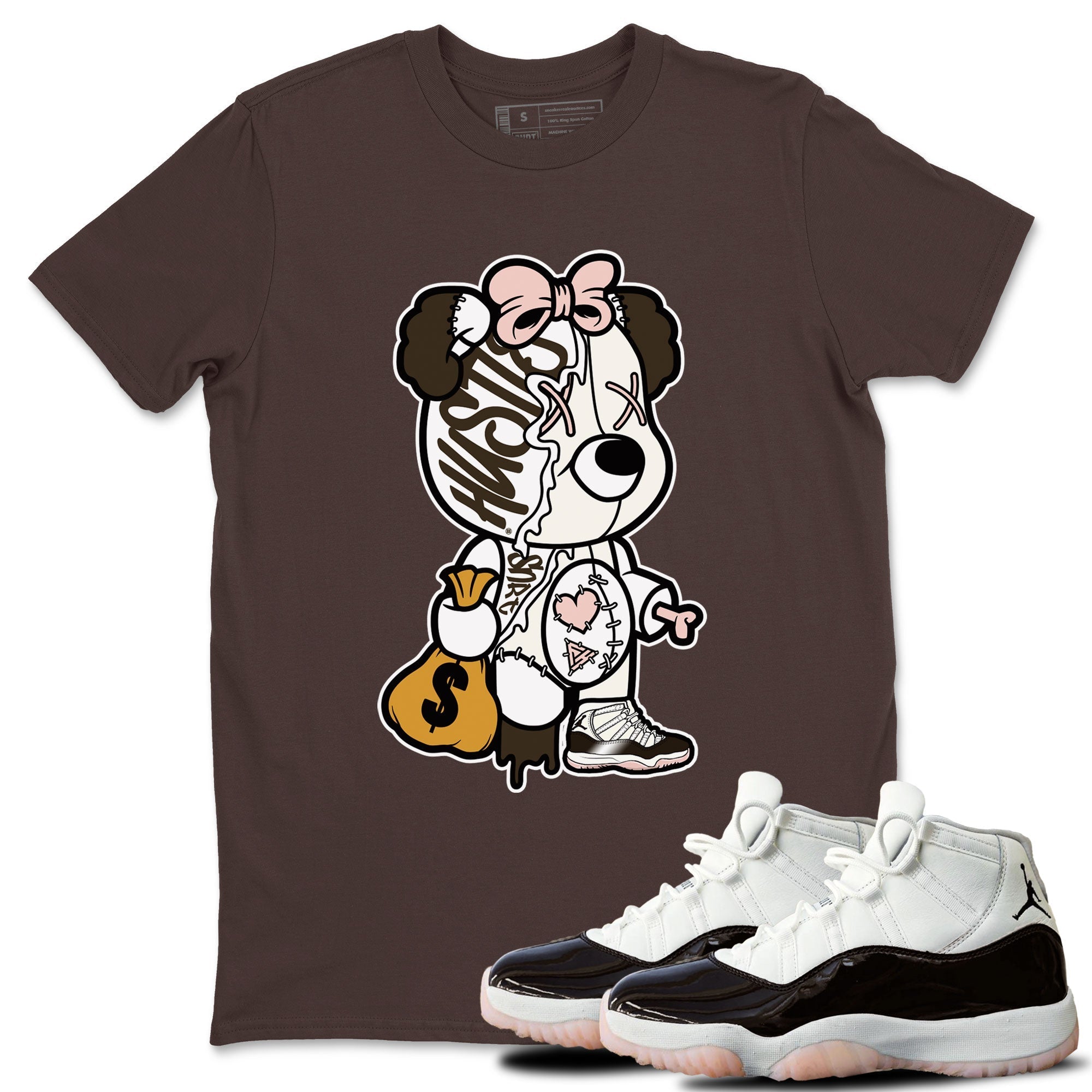 Stitched Hustle Bear snkmatch Tee - Air Jordan 11 Neapolitan