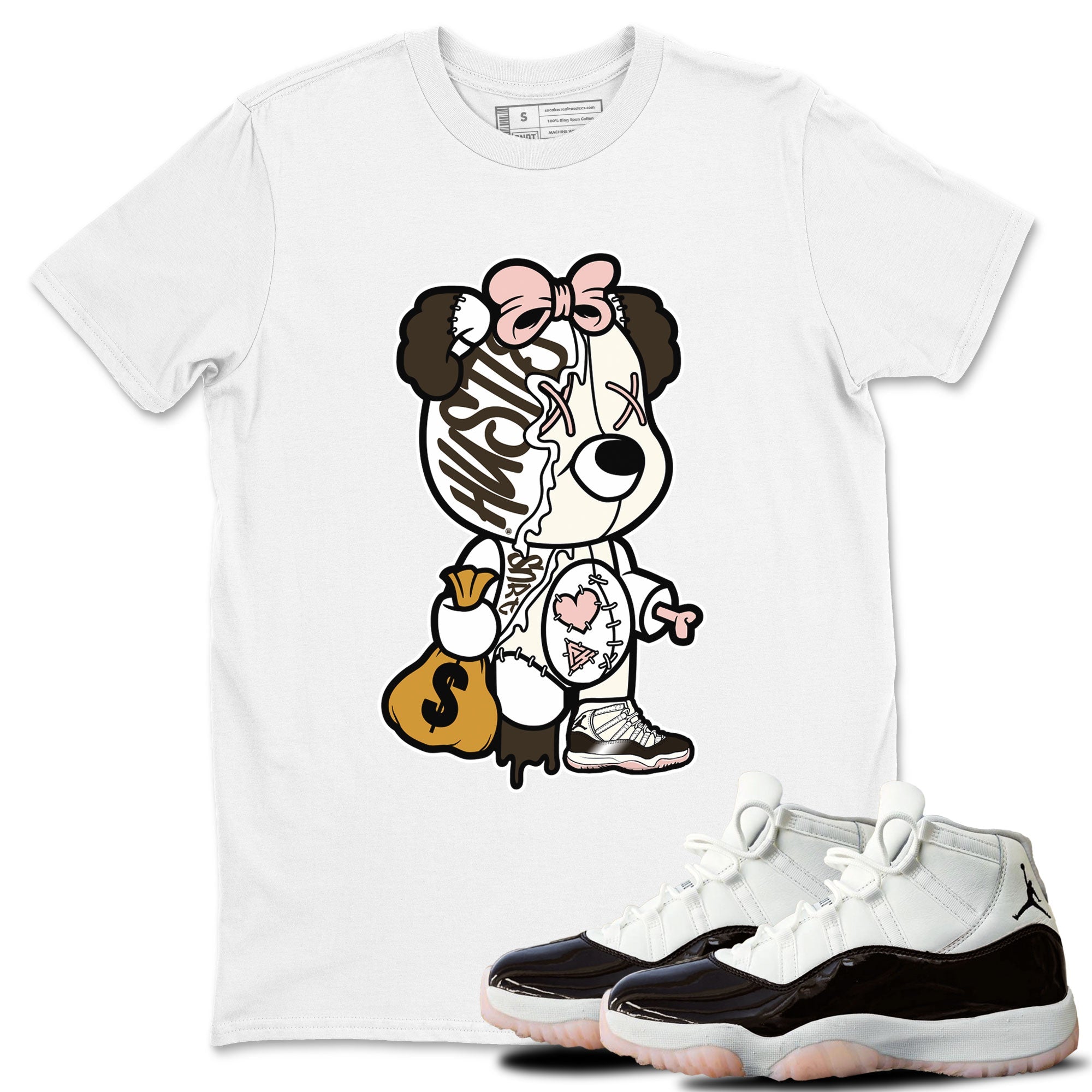 Stitched Hustle Bear snkmatch Tee - Air Jordan 11 Neapolitan
