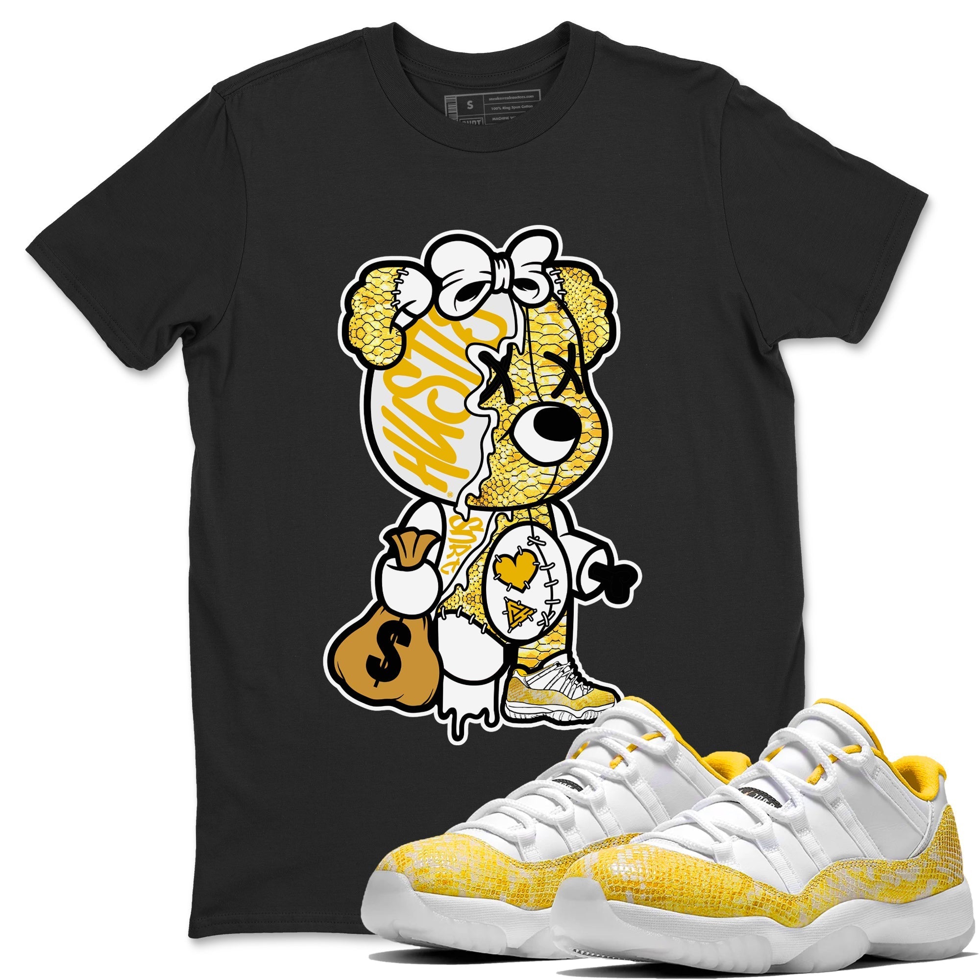 Stitched Hustle Bear Unisex Tops - Air Jordan 11 Yellow Python