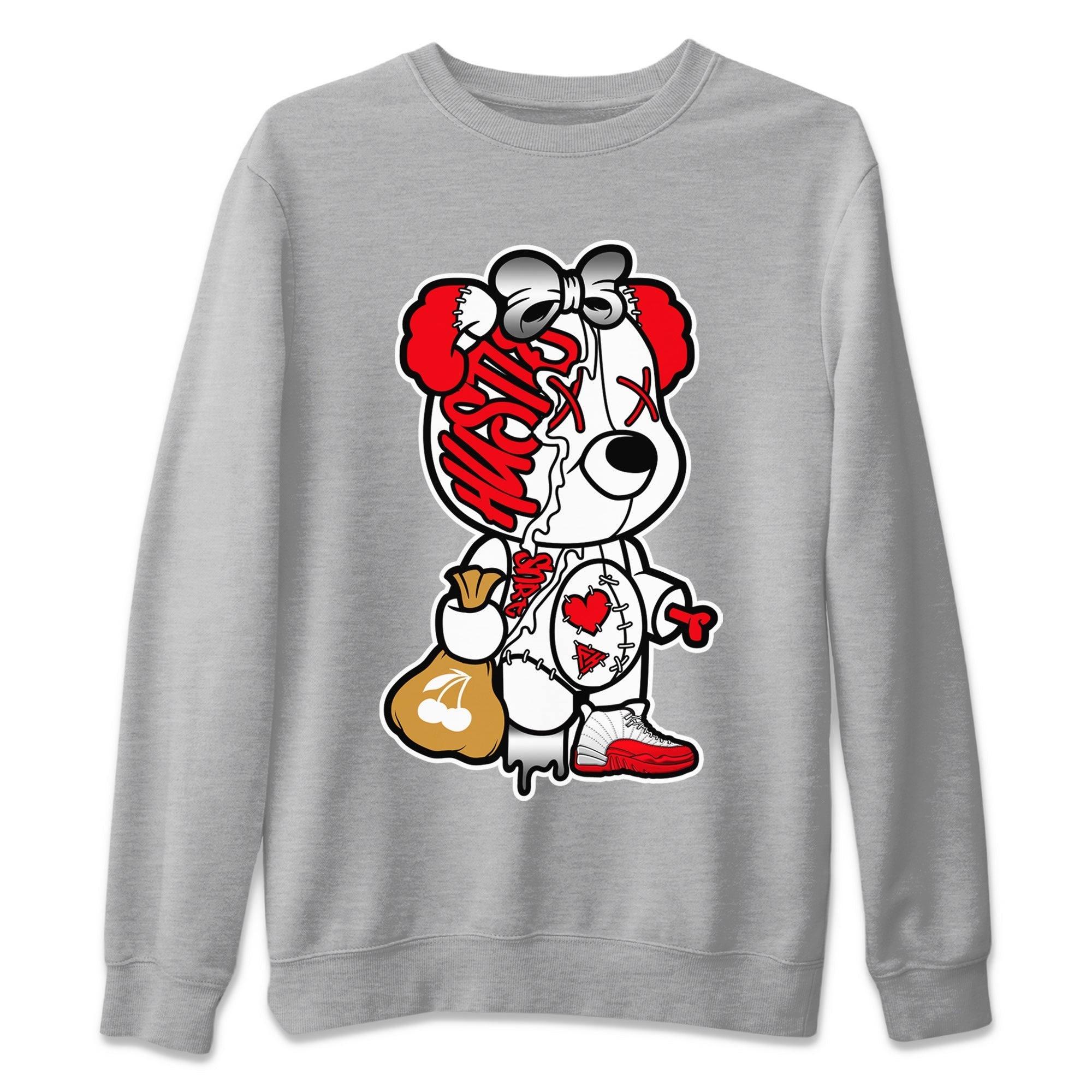 Stitched Hustle Bear Unisex Tops - Air Jordan 12 Cherry
