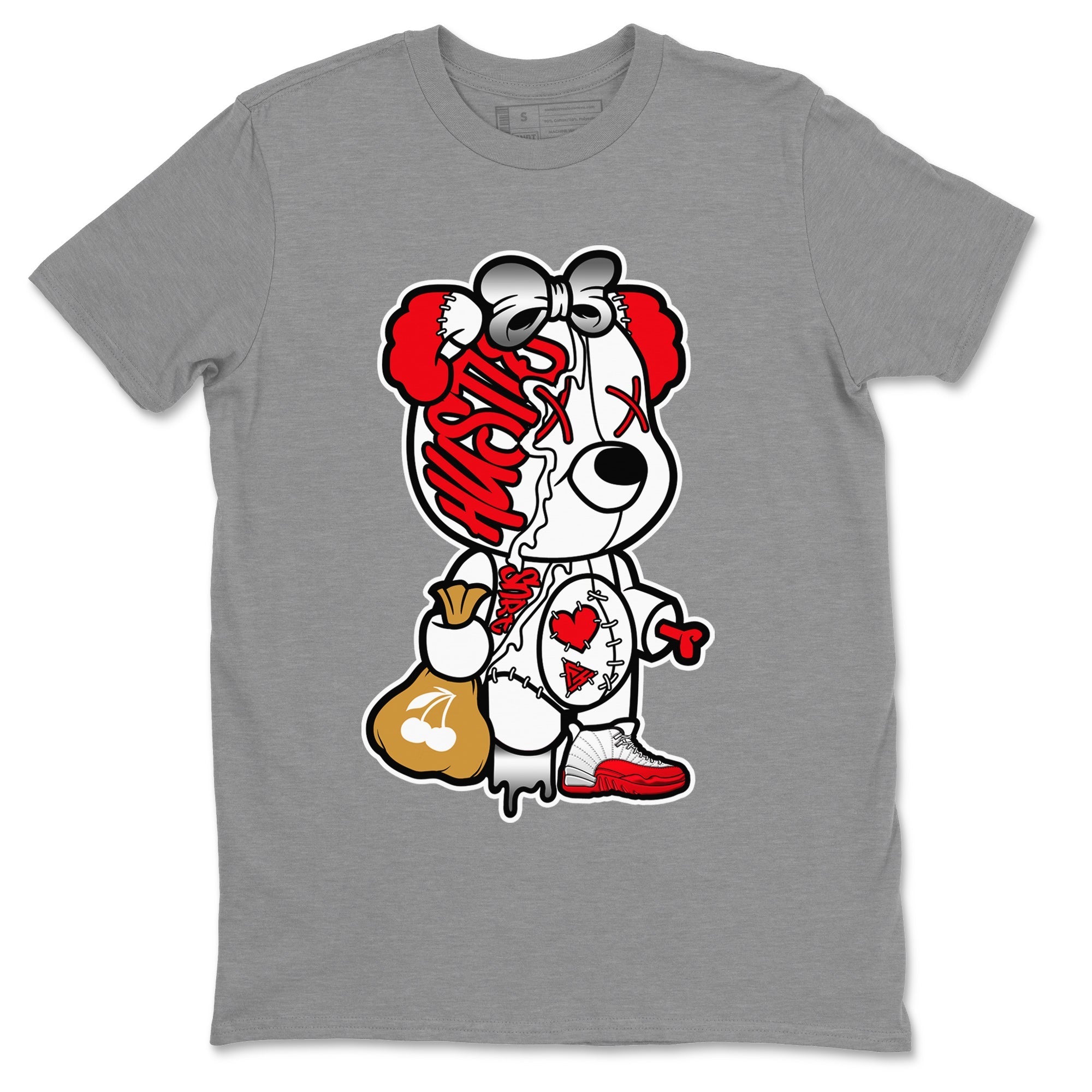 Stitched Hustle Bear Unisex Tops - Air Jordan 12 Cherry