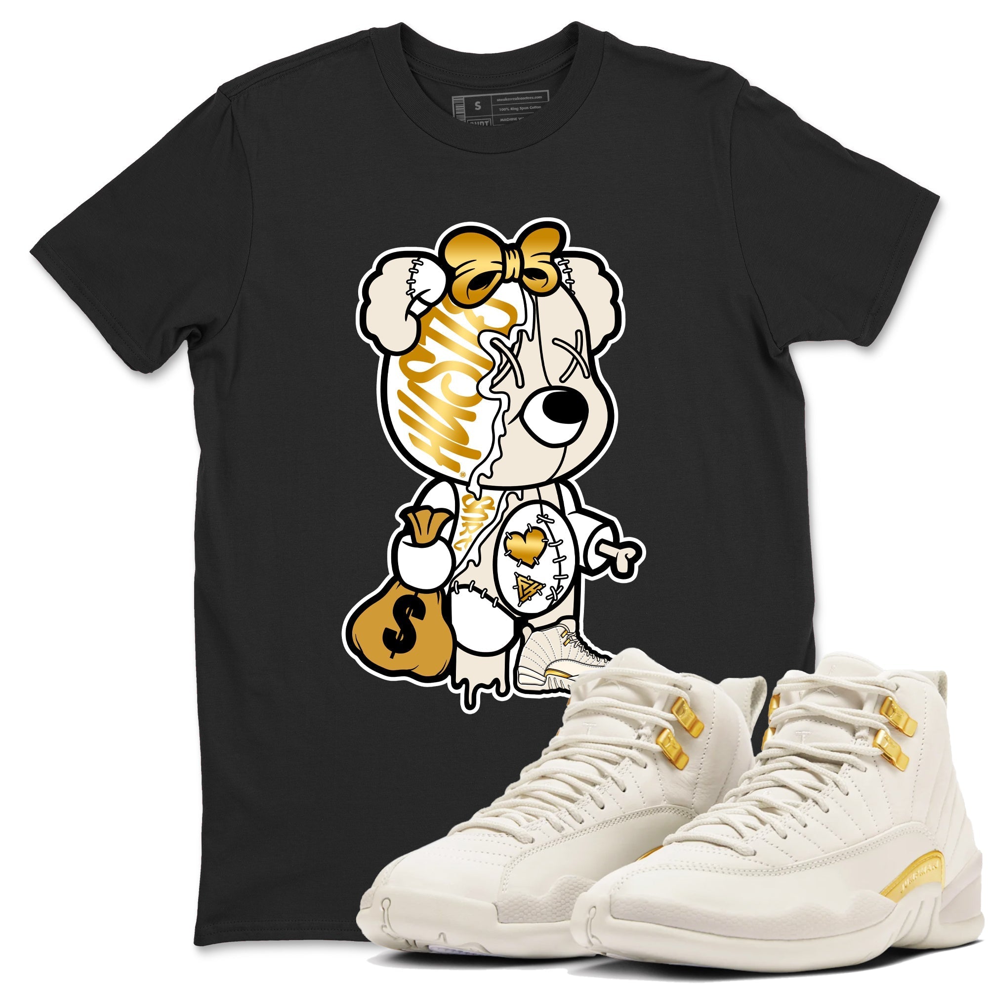 Stitched Hustle Bear snkmatch Tees - Air Jordan 12 Phantom