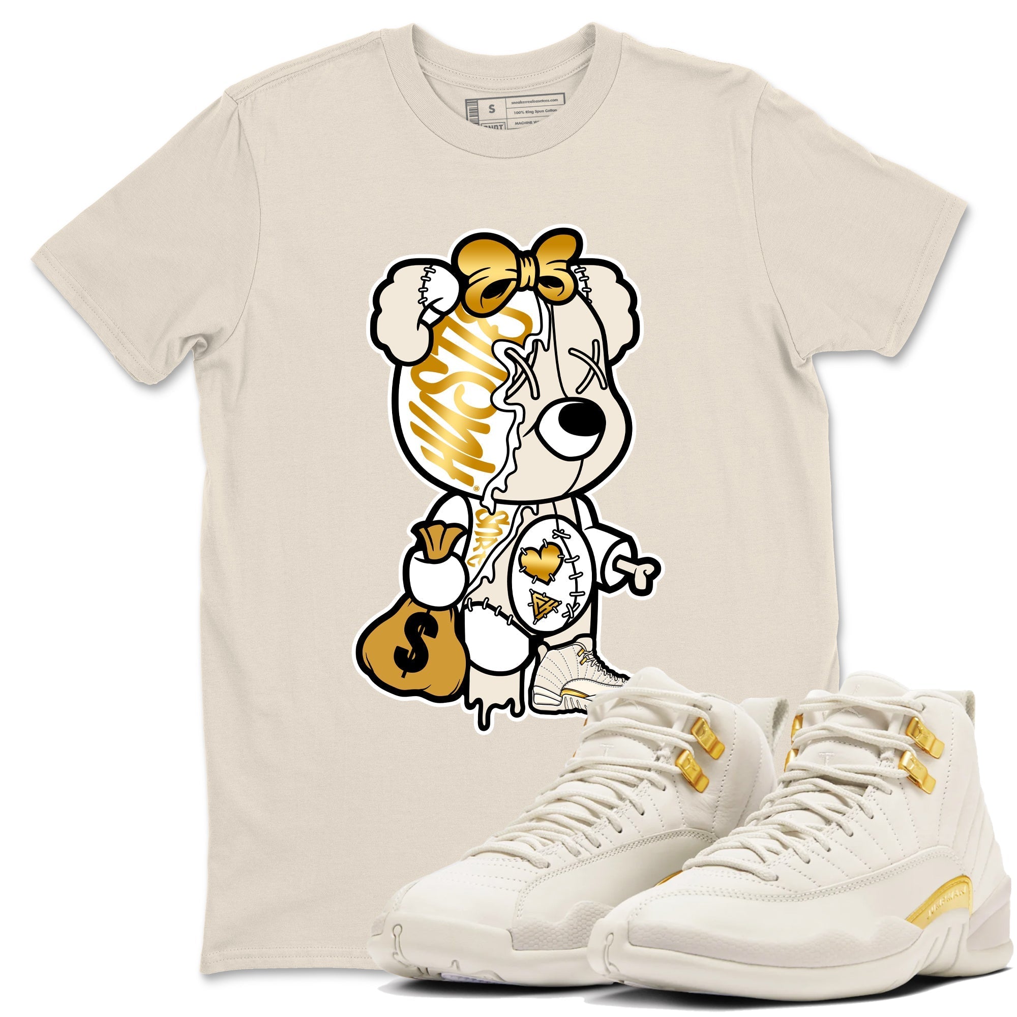 Stitched Hustle Bear snkmatch Tees - Air Jordan 12 Phantom