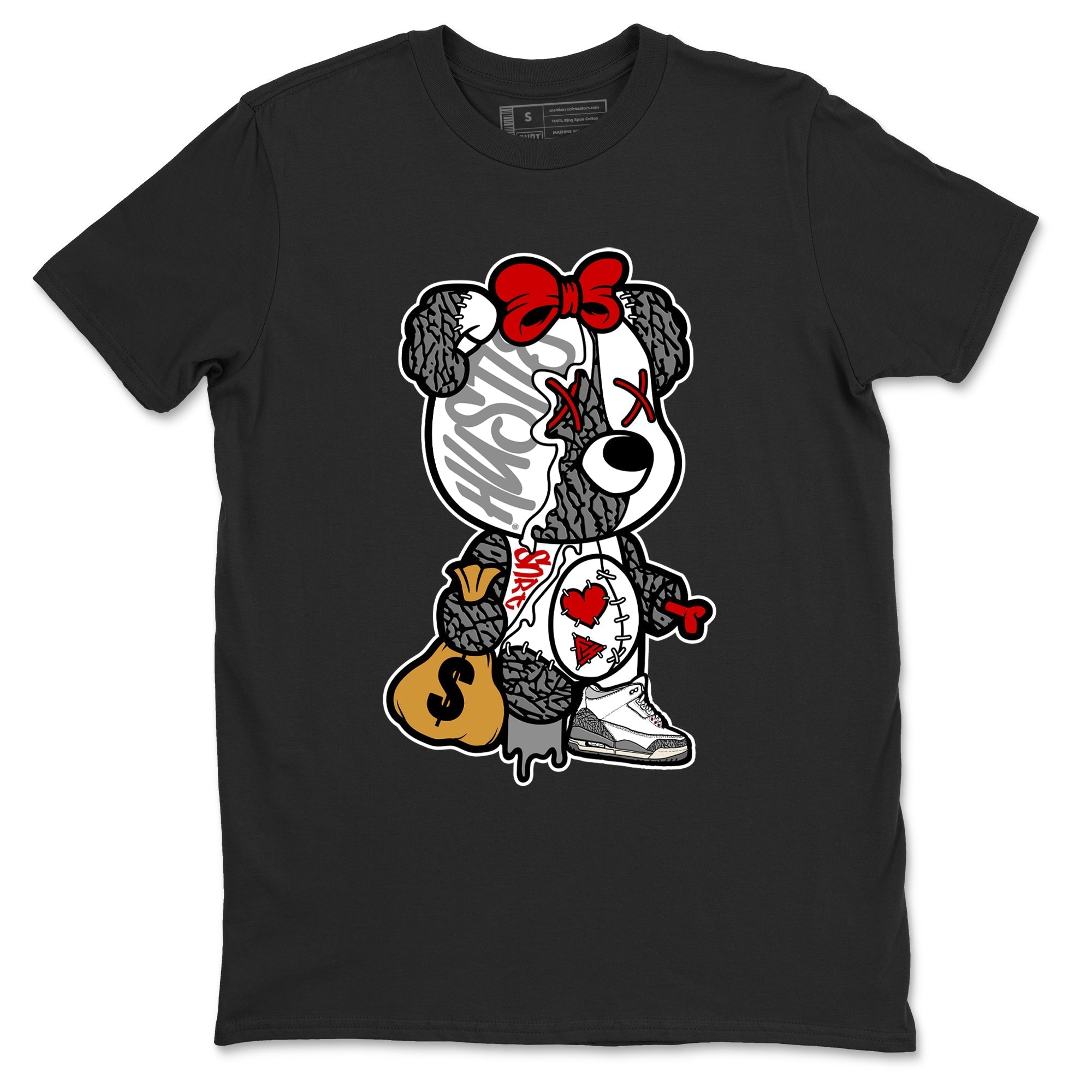Stitched Hustle Bear snkmatch Tees - Air Jordan 3 Cement Grey