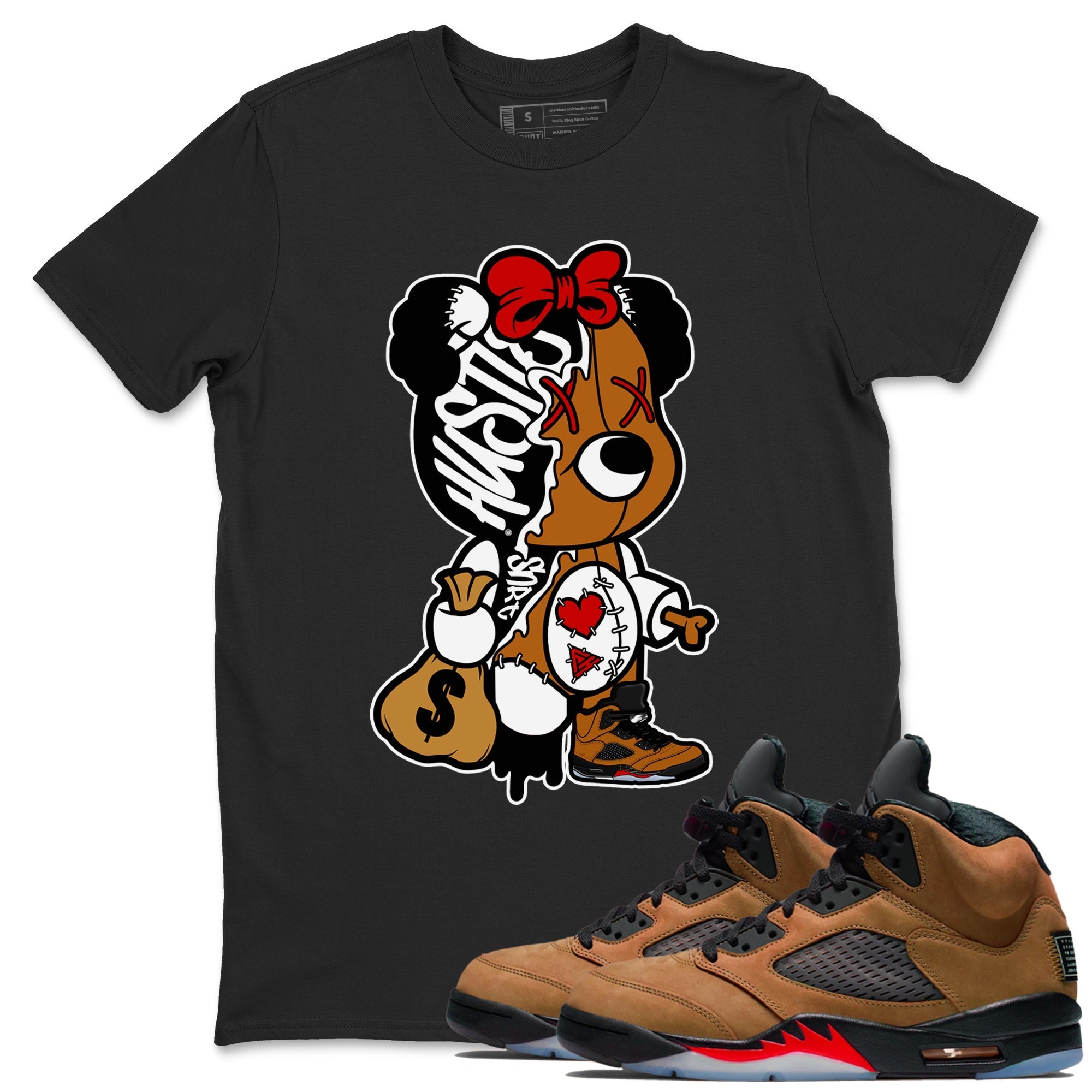 Stitched Hustle Bear snkmatch Tees - Air Jordan 5 Archaeo Brown