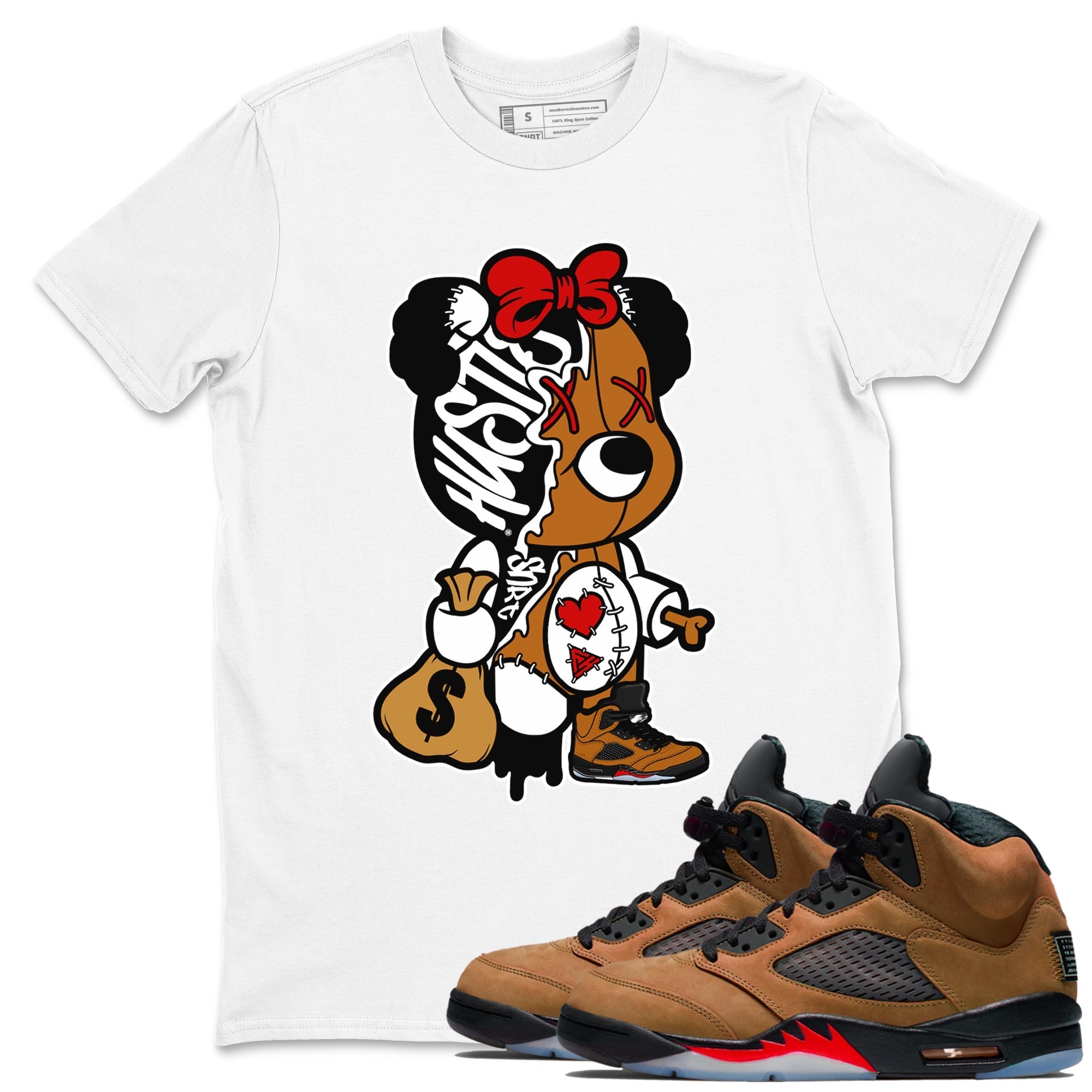 Stitched Hustle Bear snkmatch Tees - Air Jordan 5 Archaeo Brown