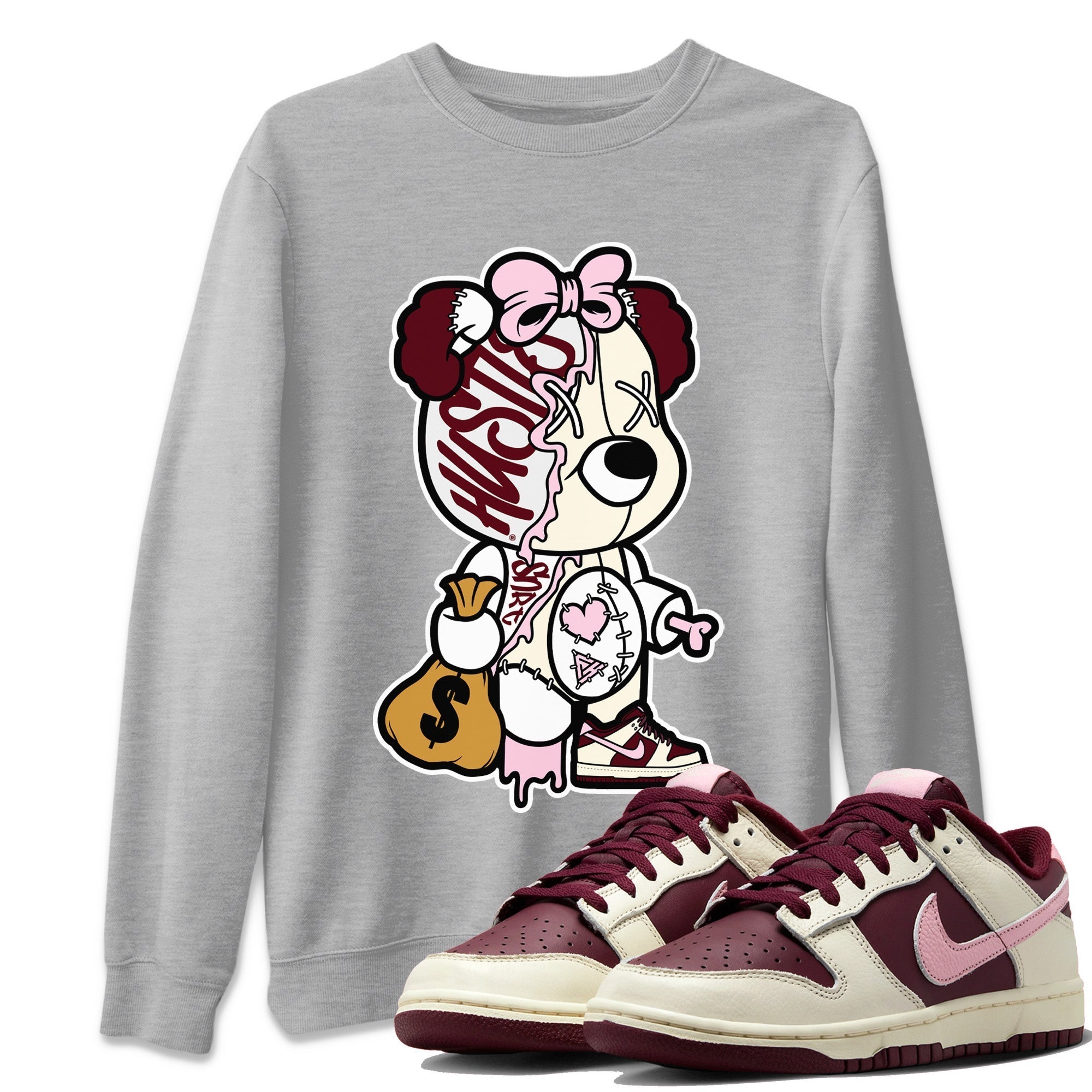 Stitched Hustle Bear Unisex Tops - Dunk Valentines Day