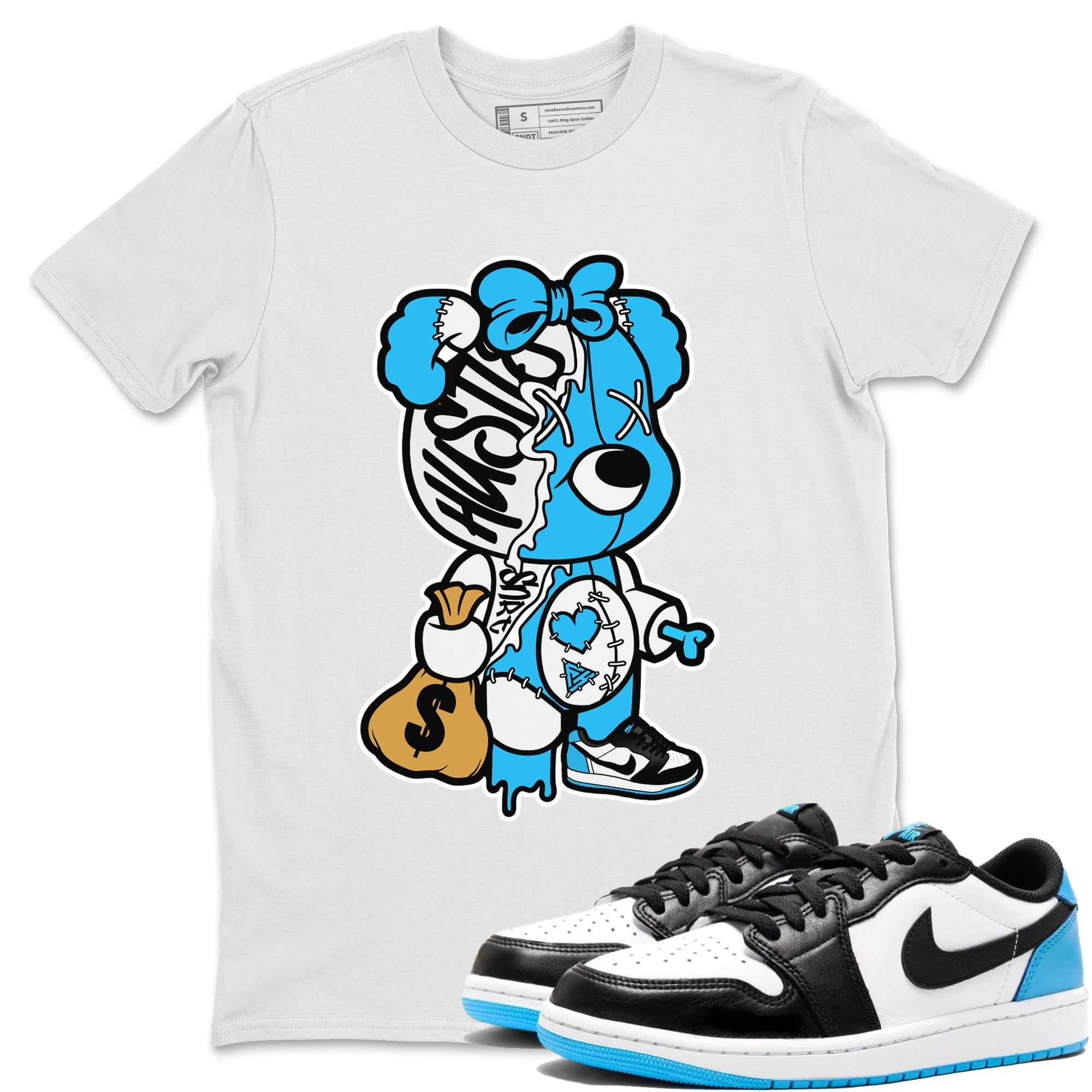Stitched Hustle Bear Unisex Tops - Air Jordan 1 Powder Blue