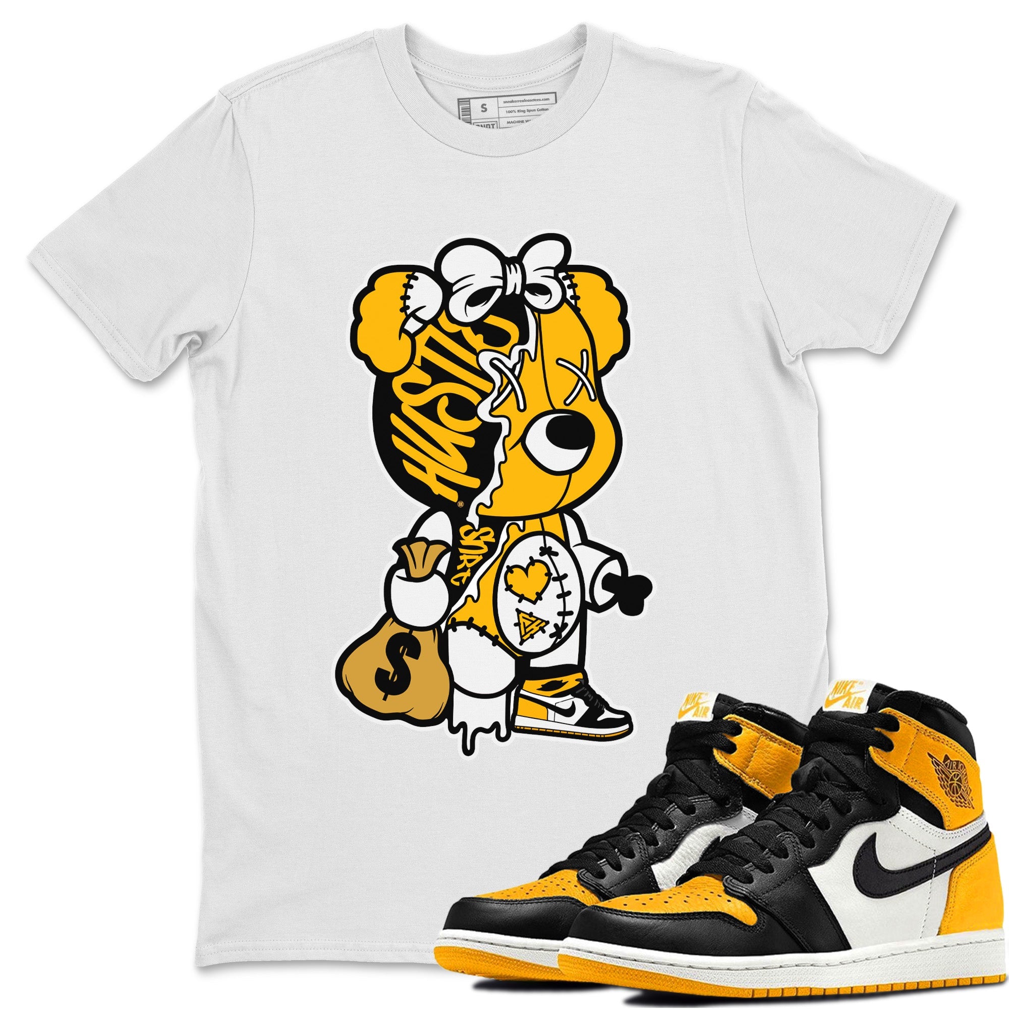 Stitched Hustle Bear Unisex Tops - Air Jordan 1 Yellow Toe