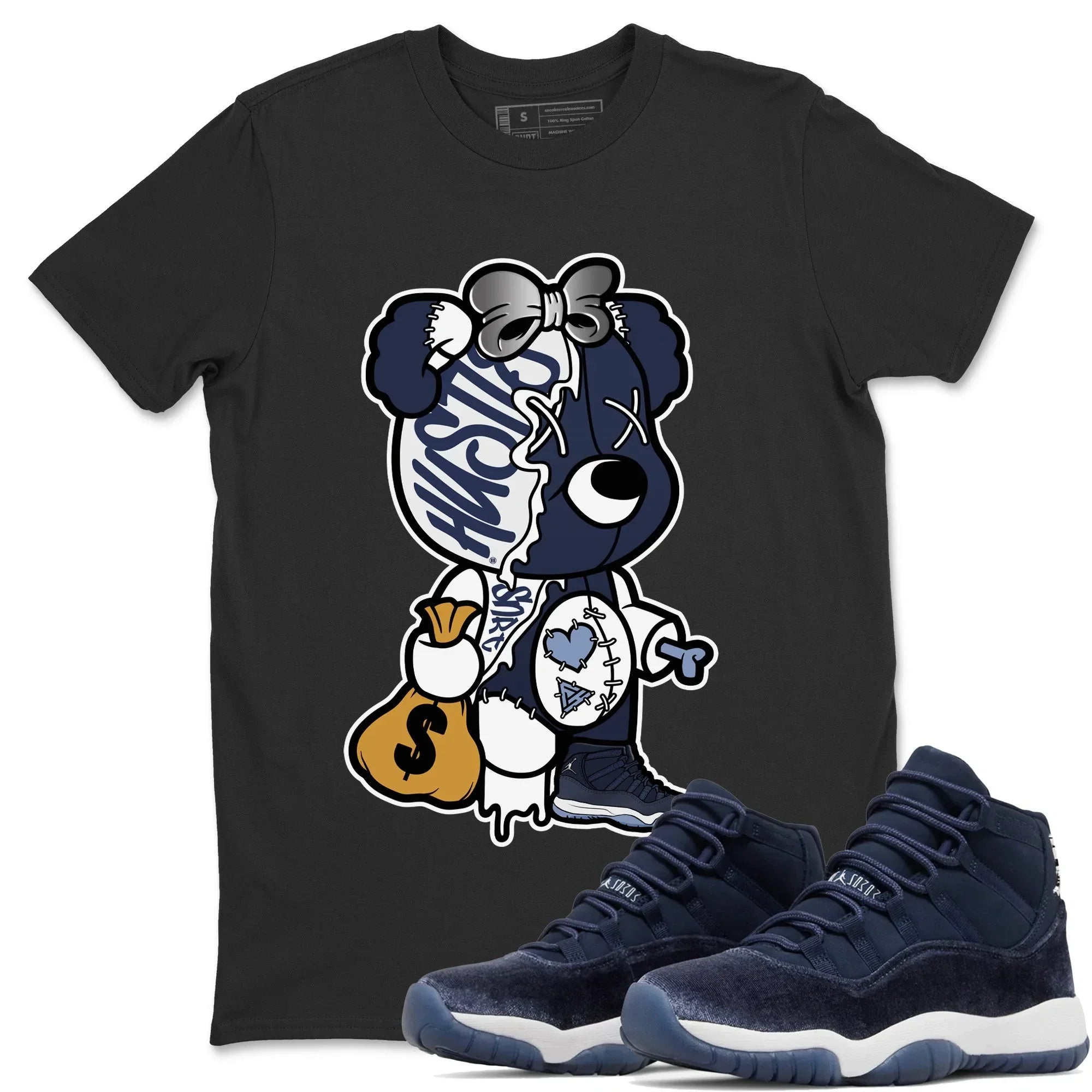 Stitched Hustle Bear Unisex Tops - Air Jordan 11 Midnight Navy