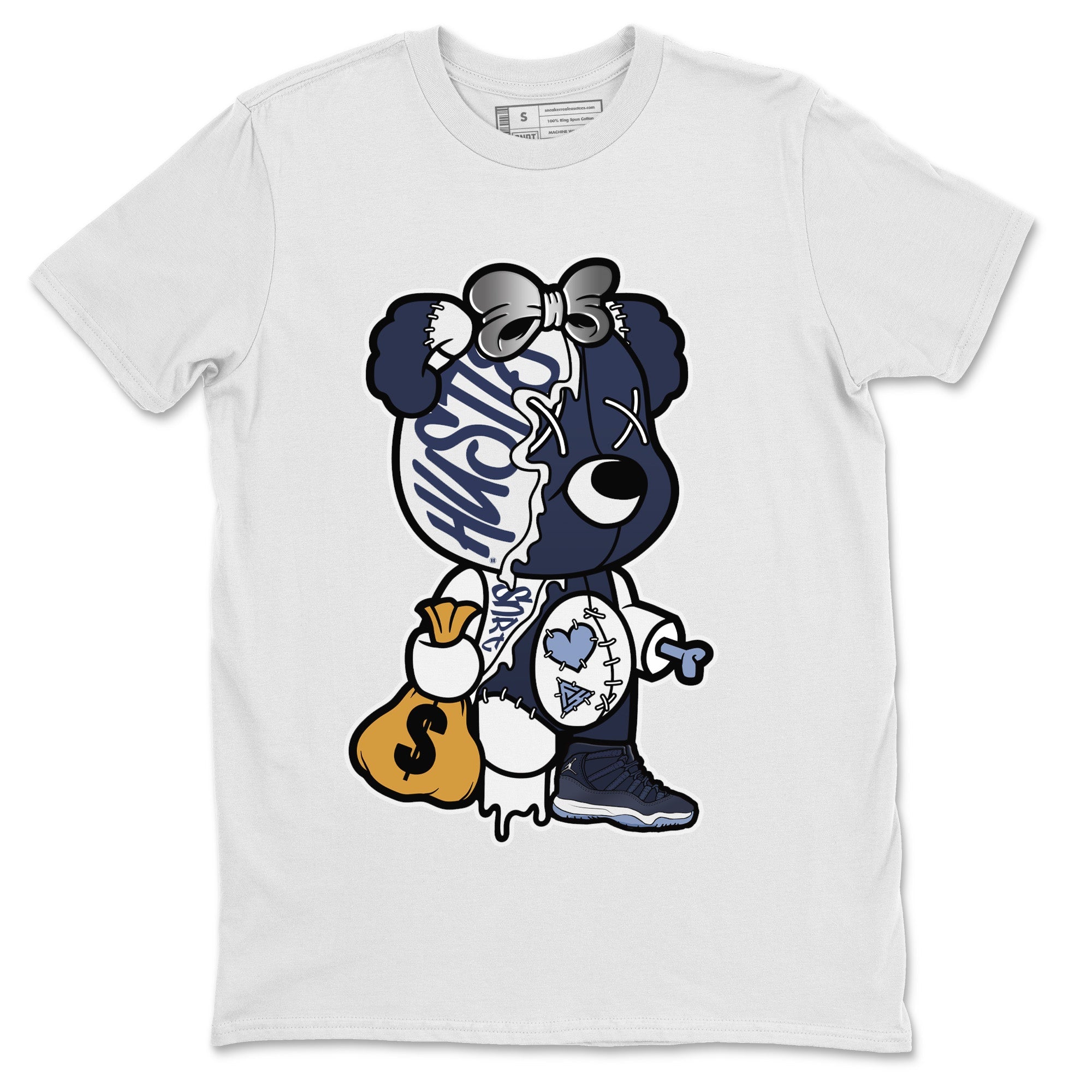 Stitched Hustle Bear Unisex Tops - Air Jordan 11 Midnight Navy