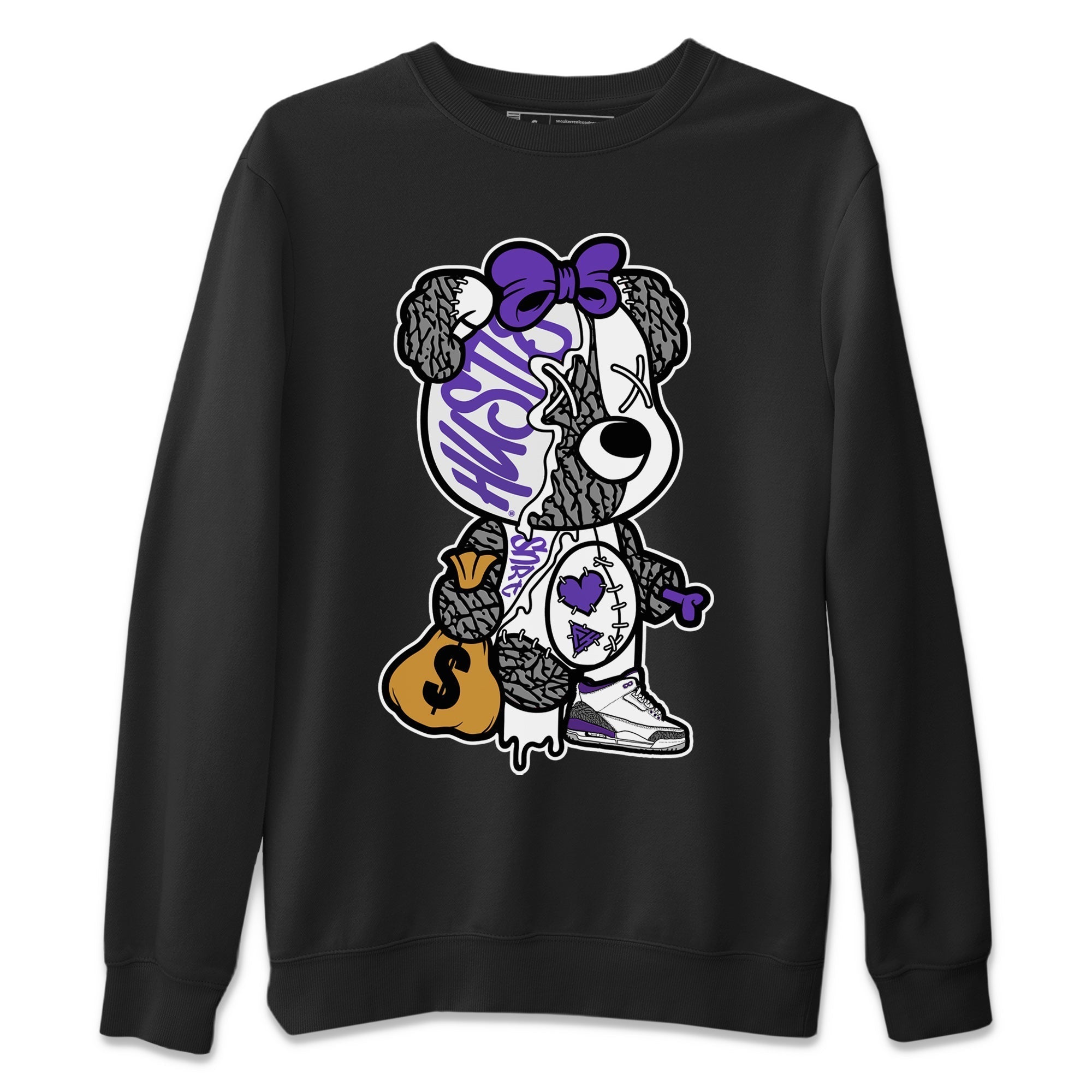 Stitched Hustle Bear Unisex Tops - Air Jordan 3 Dark Iris