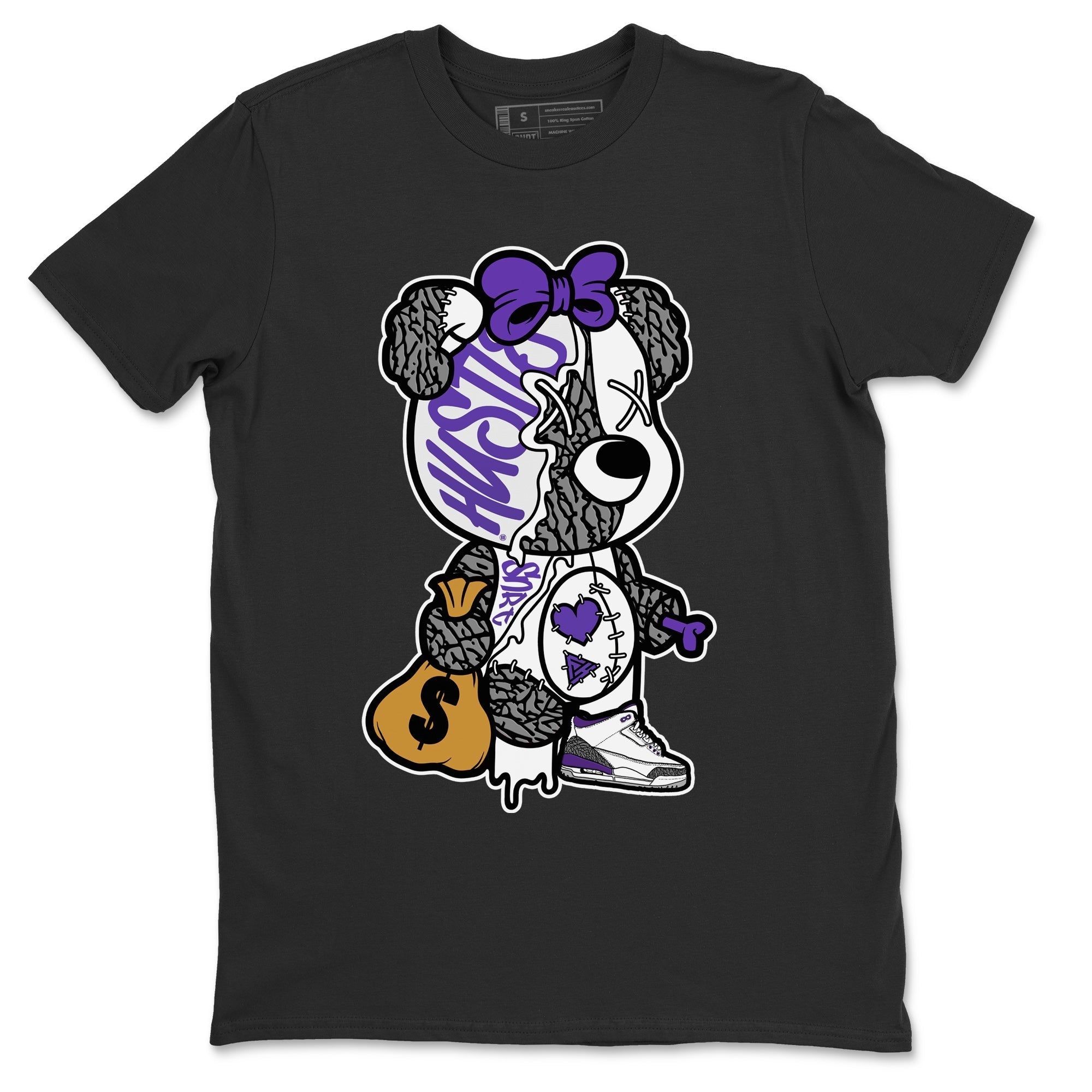 Stitched Hustle Bear Unisex Tops - Air Jordan 3 Dark Iris