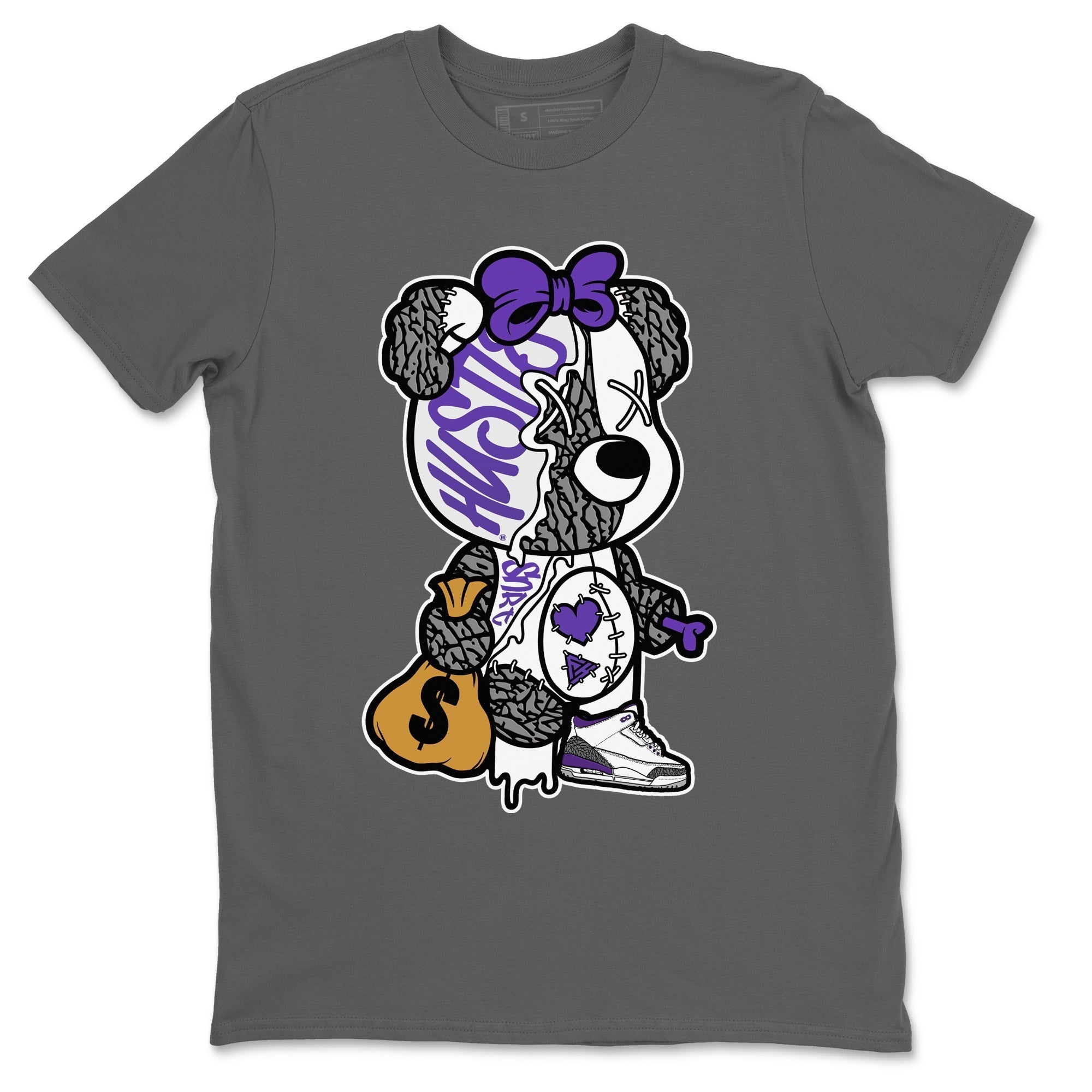 Stitched Hustle Bear Unisex Tops - Air Jordan 3 Dark Iris