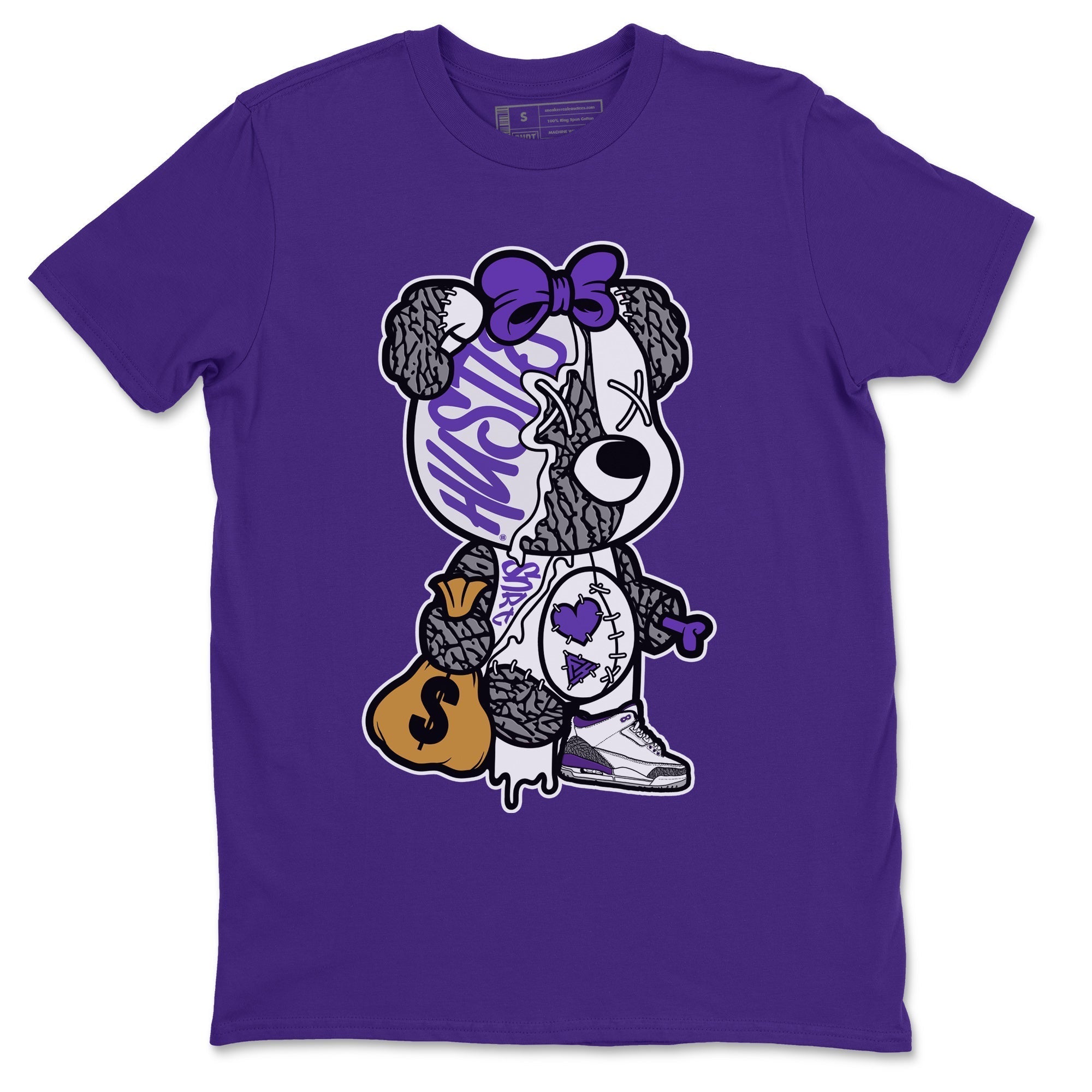 Stitched Hustle Bear Unisex Tops - Air Jordan 3 Dark Iris