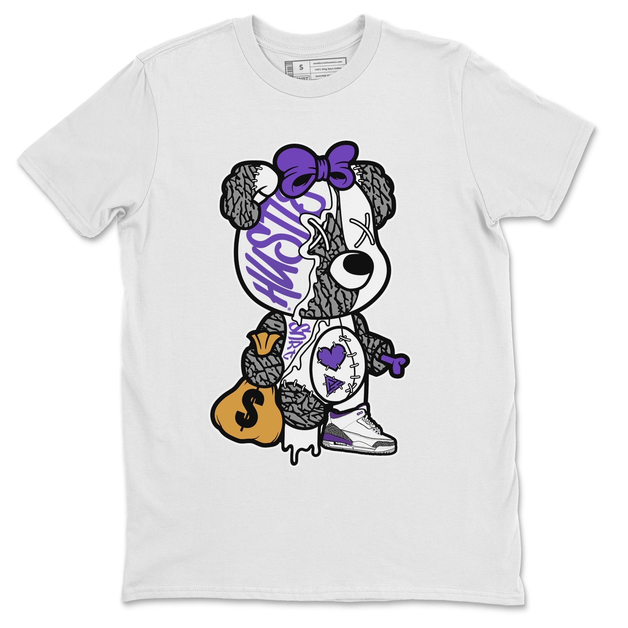 Stitched Hustle Bear Unisex Tops - Air Jordan 3 Dark Iris