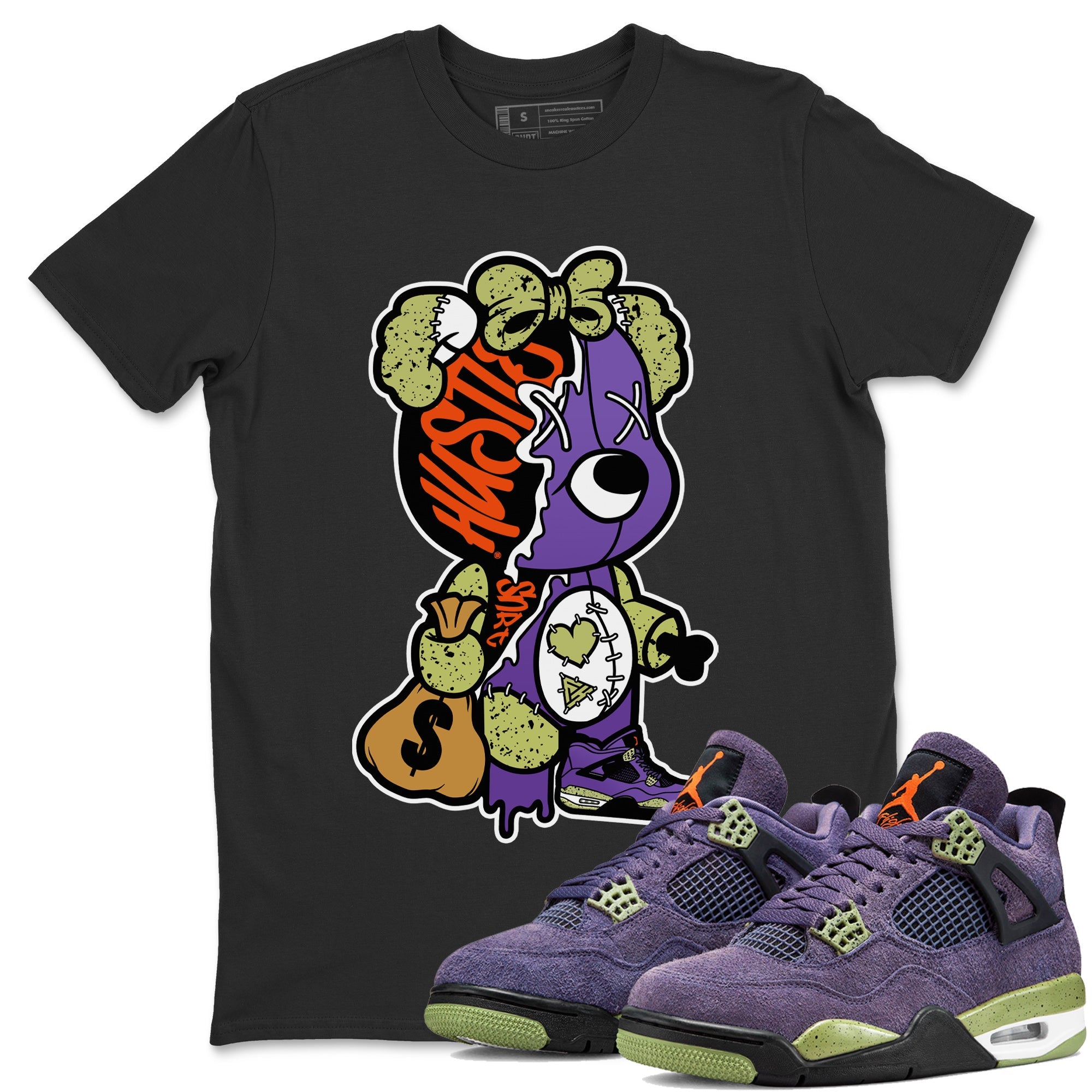 Stitched Hustle Bear Unisex Tops - Air Jordan 4 Canyon Purple