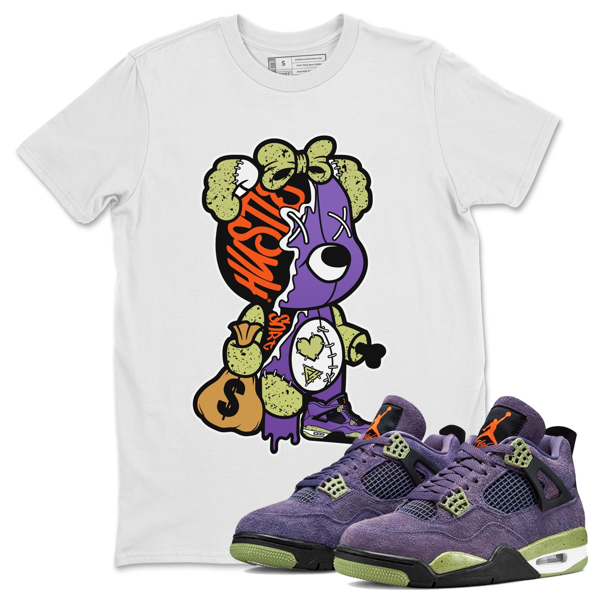 Stitched Hustle Bear Unisex Tops - Air Jordan 4 Canyon Purple