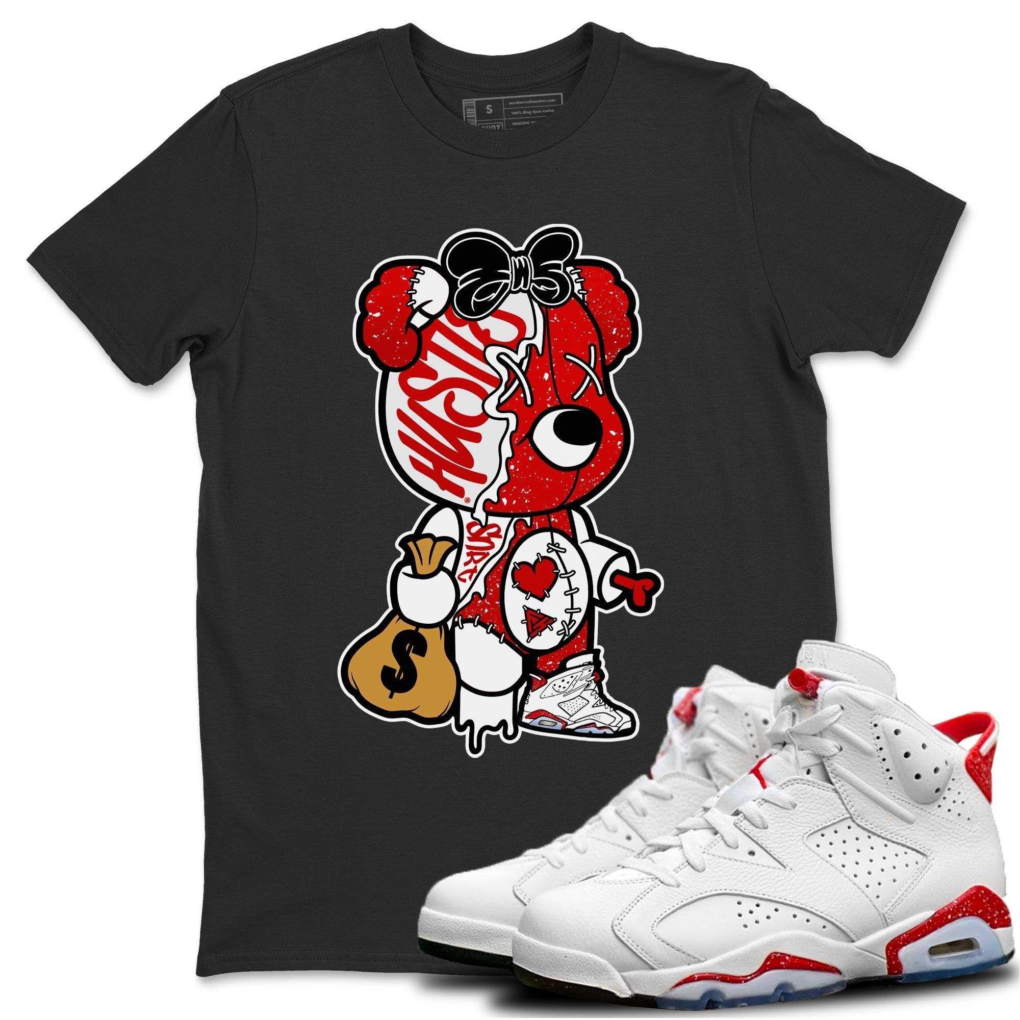 Stitched Hustle Bear Unisex Tops - Air Jordan 6 Red Velvet Cookies