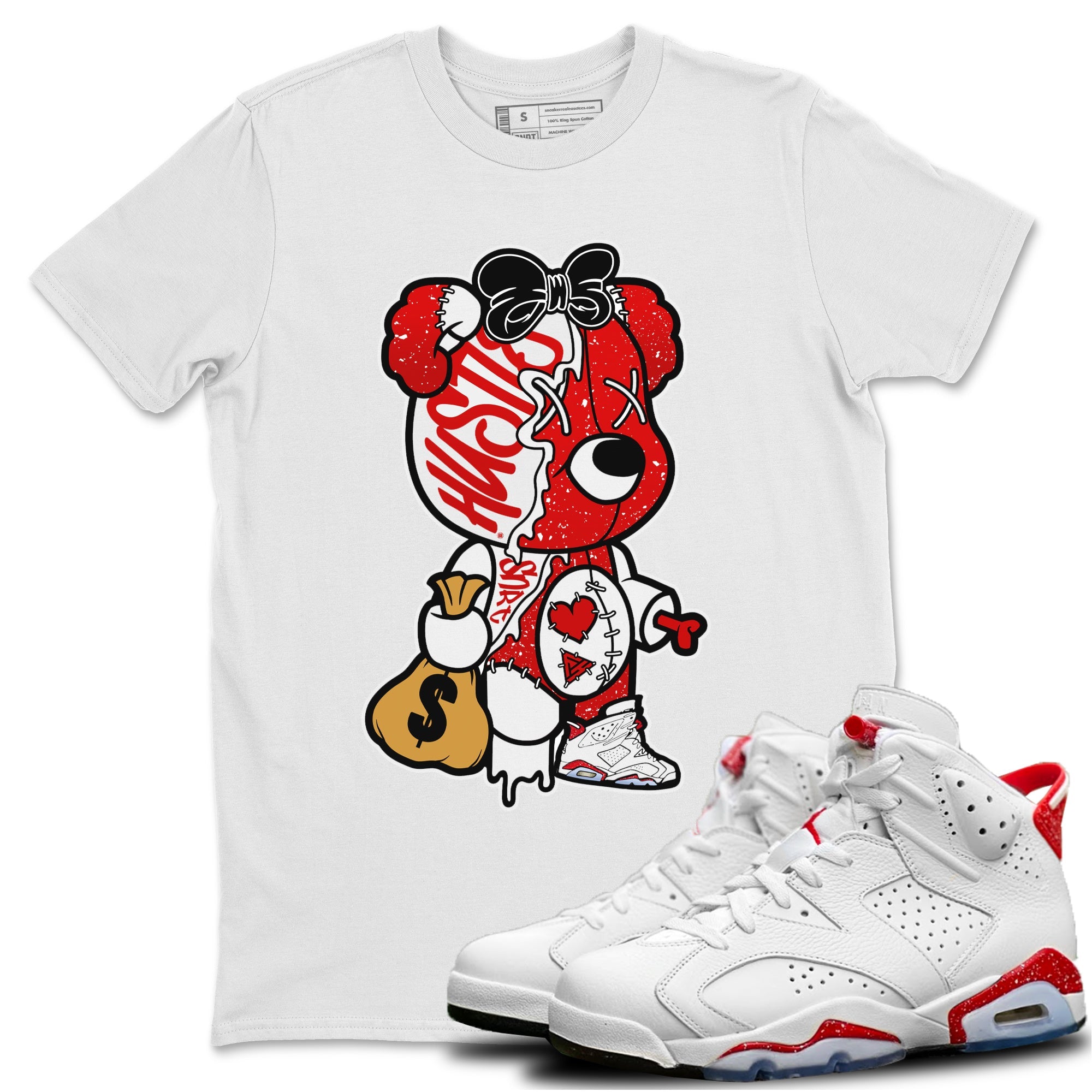 Stitched Hustle Bear Unisex Tops - Air Jordan 6 Red Velvet Cookies