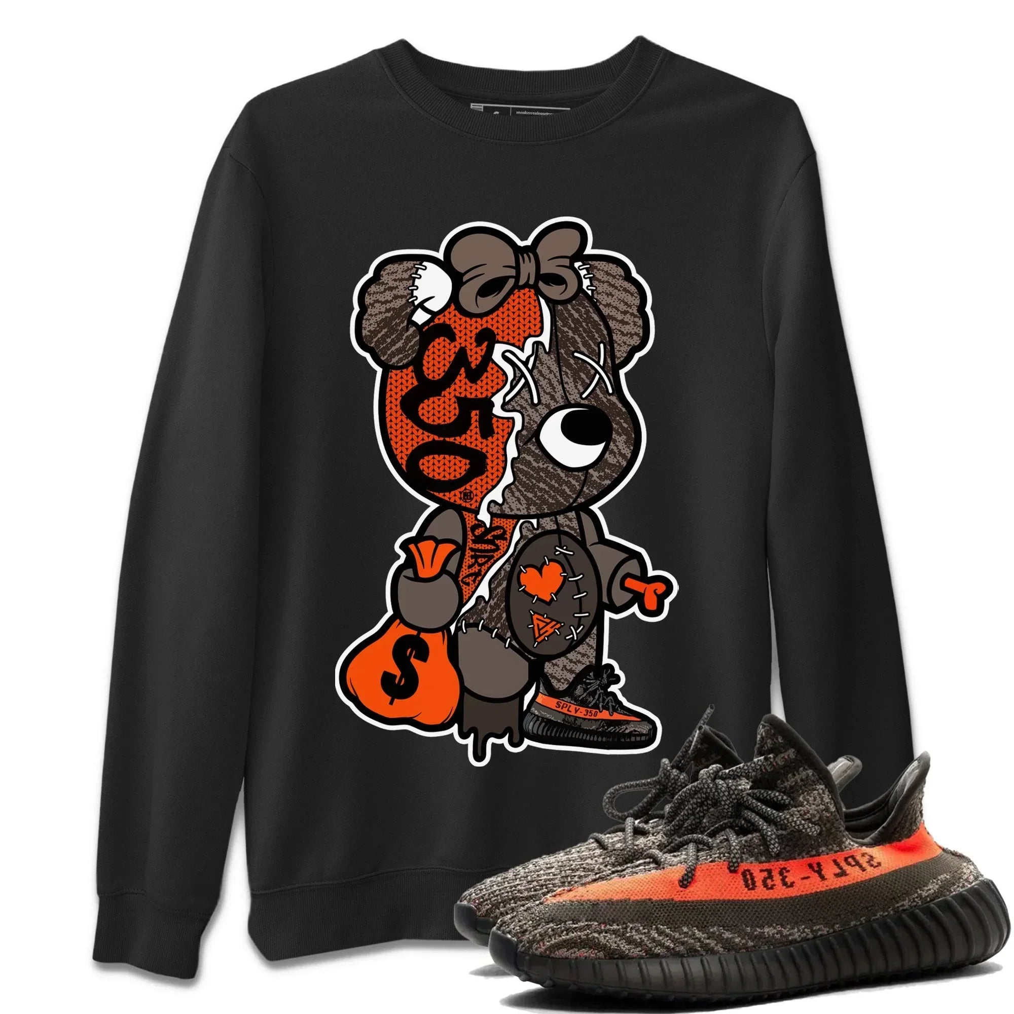 Stitched Hustle Bear Unisex Tops - Yeezy 350 Carbon Beluga