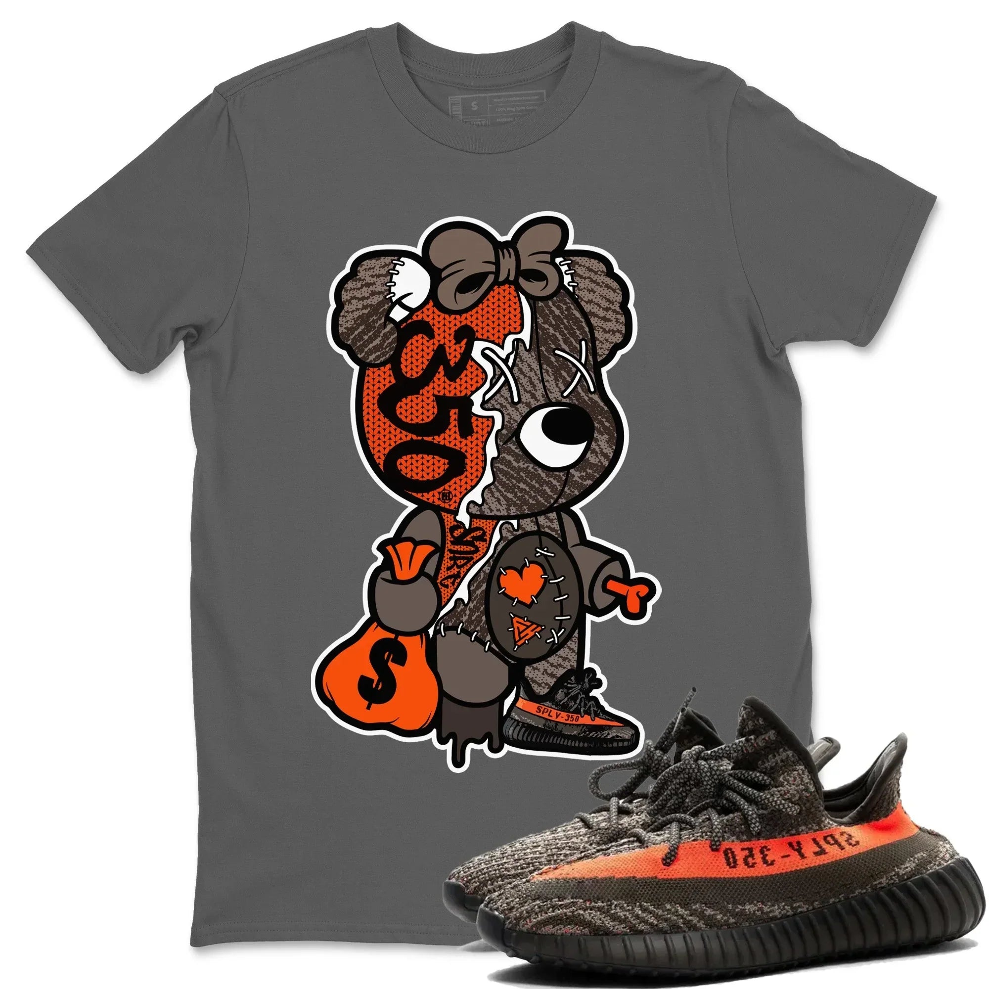 Stitched Hustle Bear Unisex Tops - Yeezy 350 Carbon Beluga