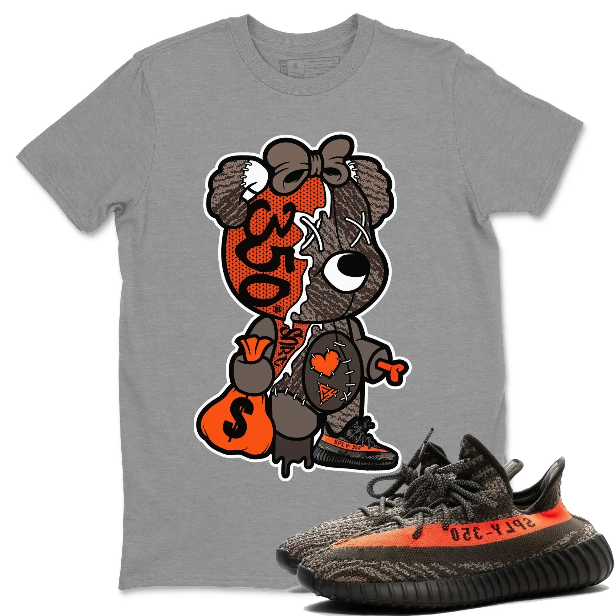 Stitched Hustle Bear Unisex Tops - Yeezy 350 Carbon Beluga
