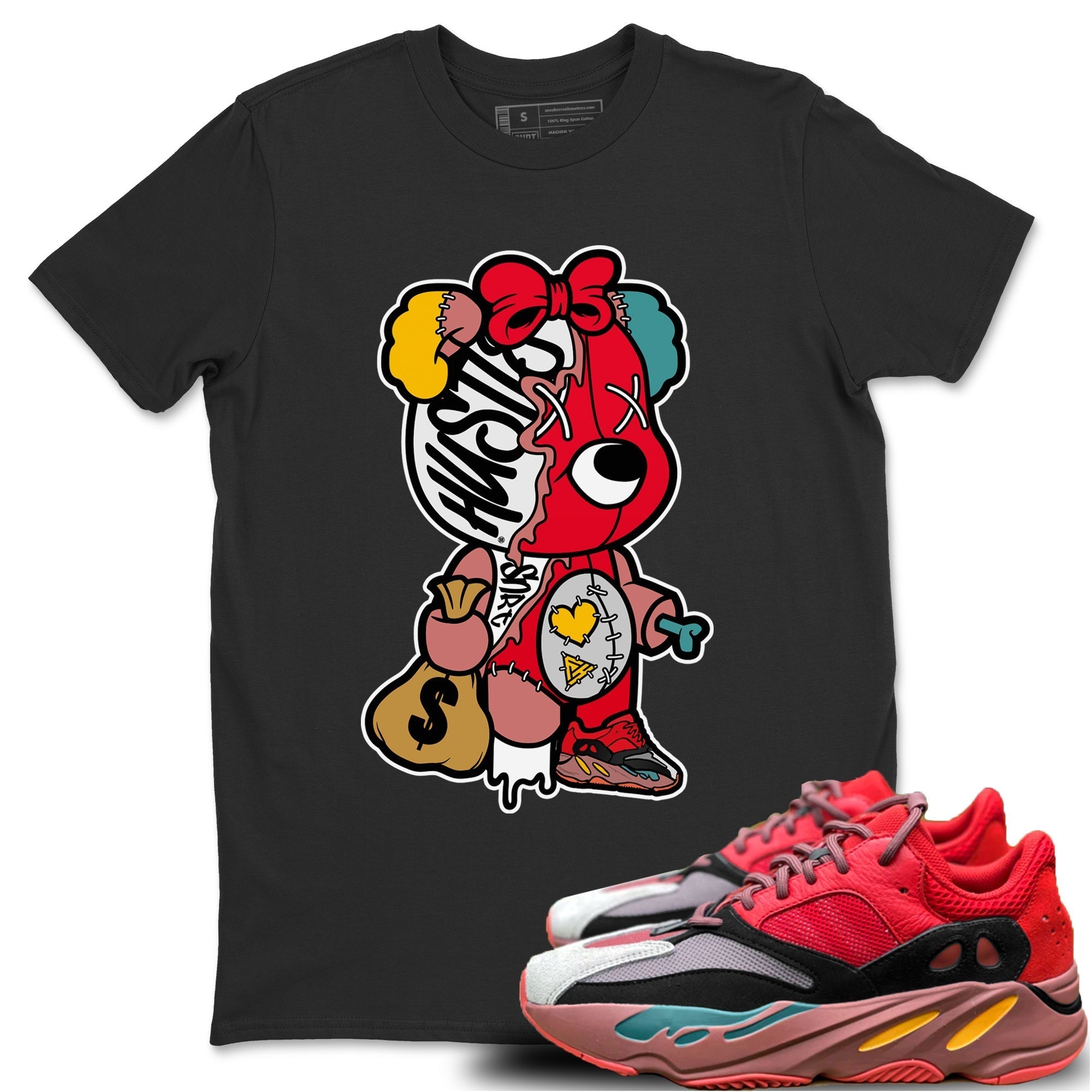Stitched Hustle Bear Unisex Tops - Yeezy 700 Hi-Res Red