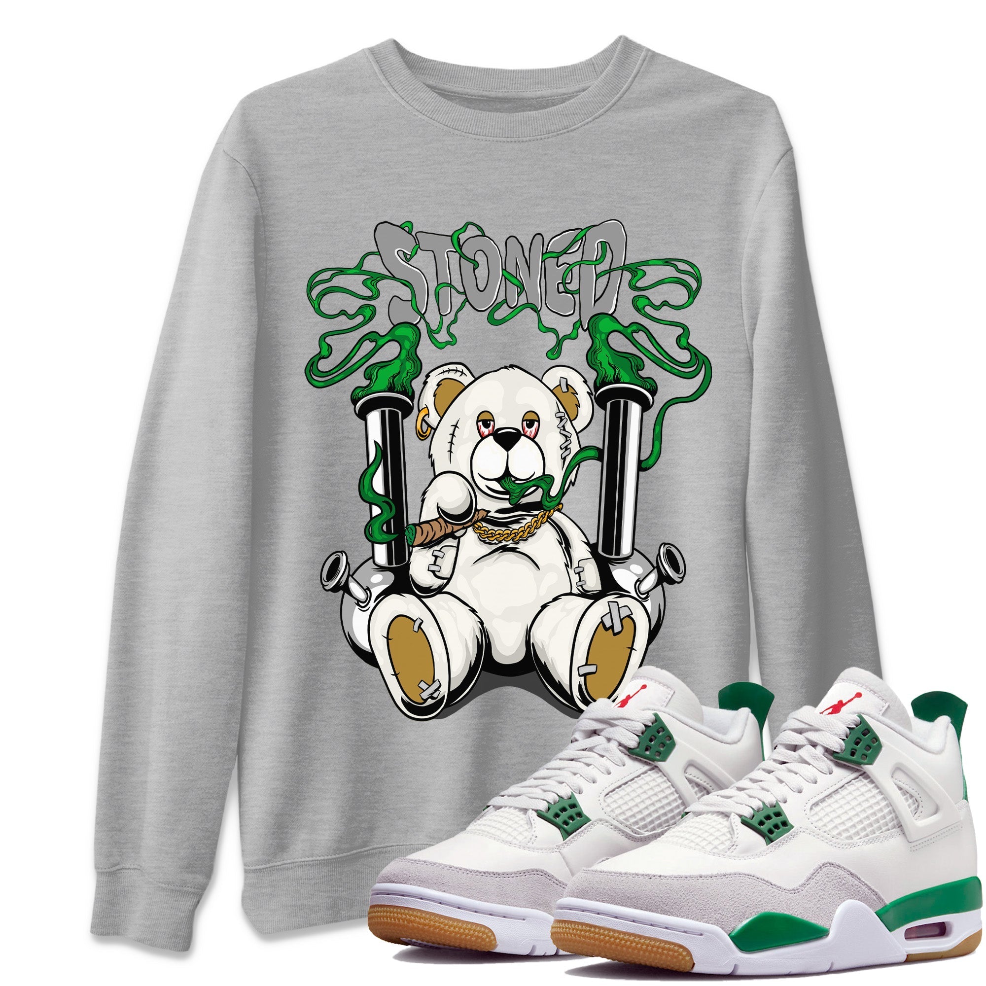 Stoned Bear Unisex Tops - Air Jordan 4 Pine Green