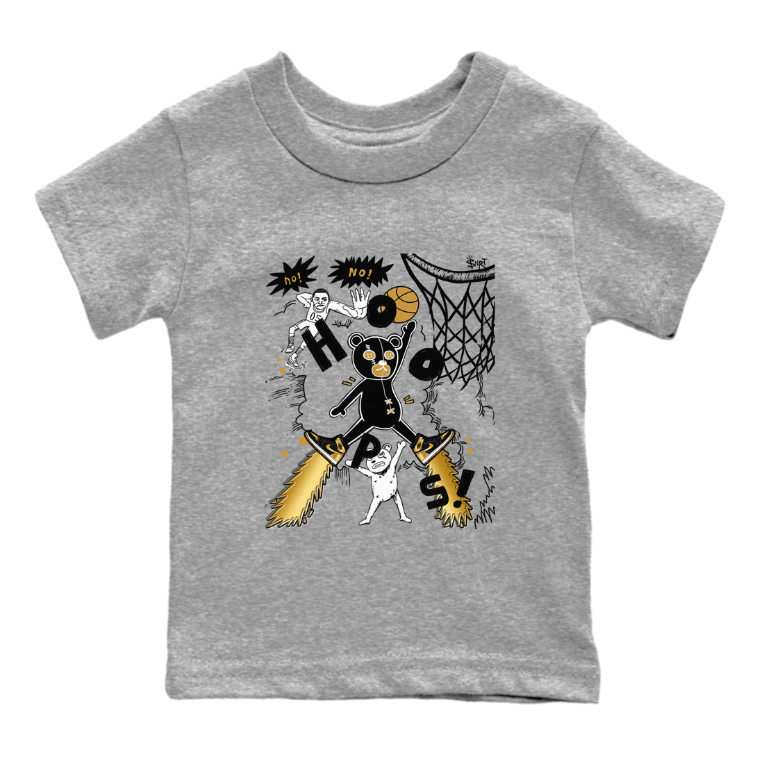 Stop The Bear snkmatch Tees Kids - Air Jordan 1 Black Metallic Gold