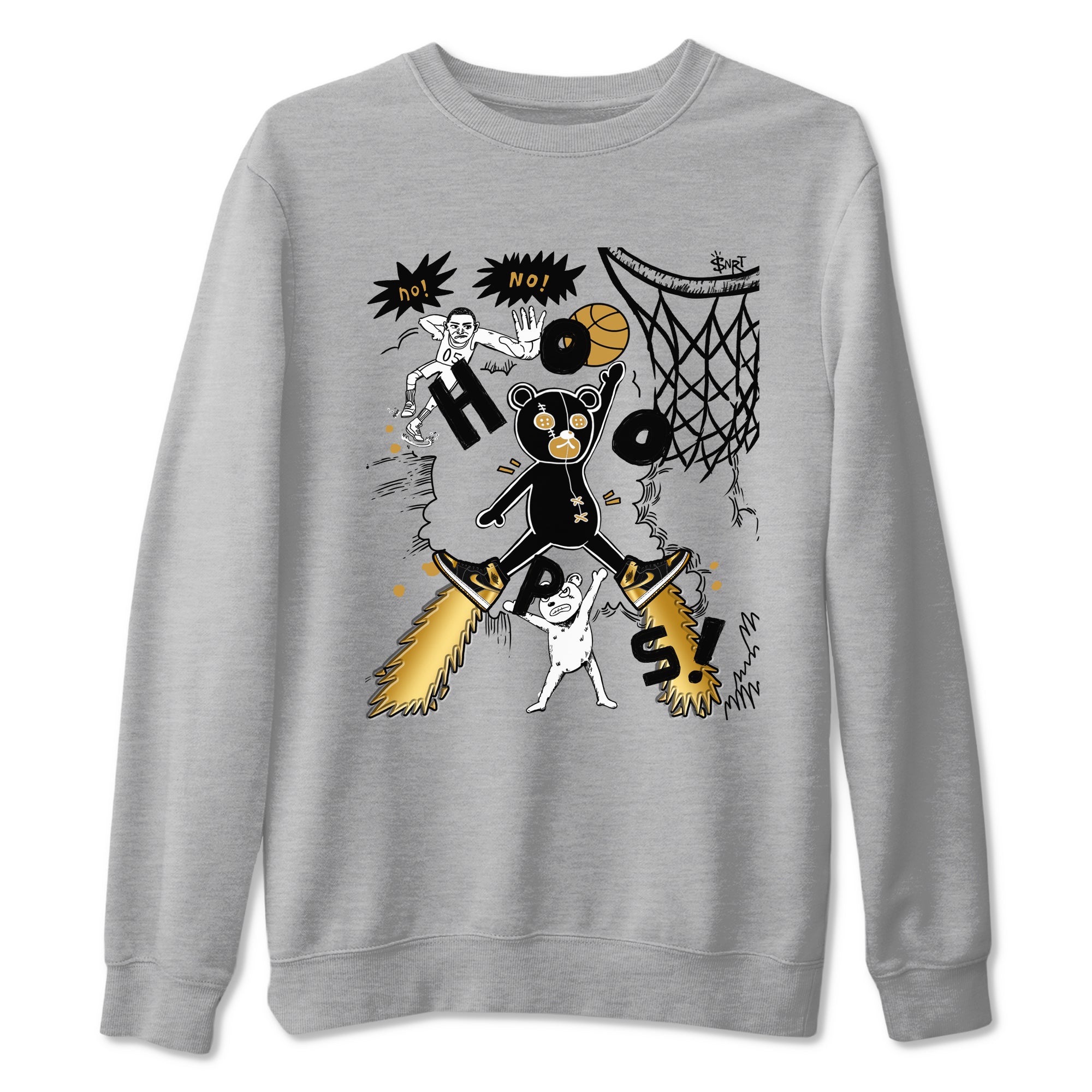 Stop The Bear snkmatch Tees - Air Jordan 1 Black Metallic Gold