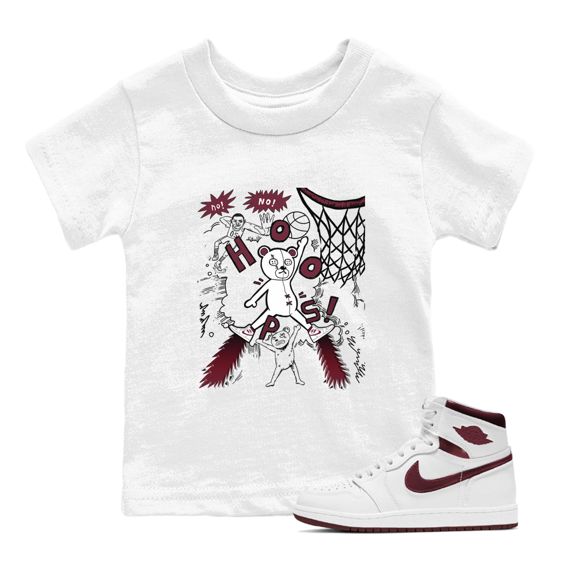 Stop The Bear snkmatch Tees Kids - Air Jordan 1 Metallic Burgundy