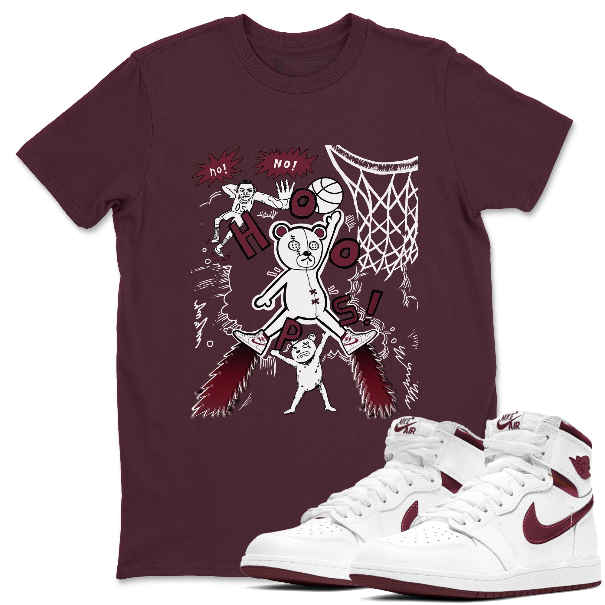 Stop The Bear snkmatch Tees - Air Jordan 1 Metallic Burgundy