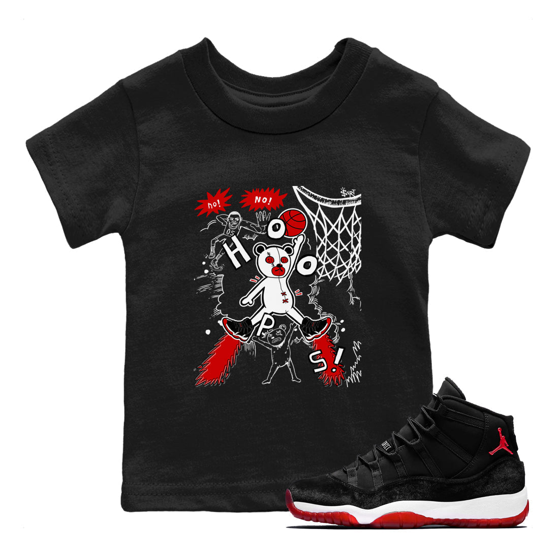 Stop The Bear snkmatch Tees Kids - Air Jordan 11 Bred Velvet