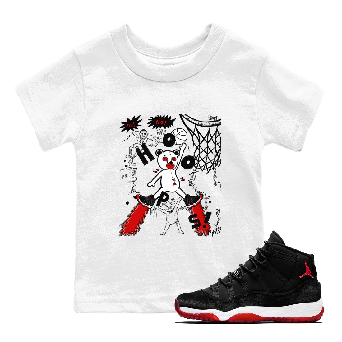 Stop The Bear snkmatch Tees Kids - Air Jordan 11 Bred Velvet