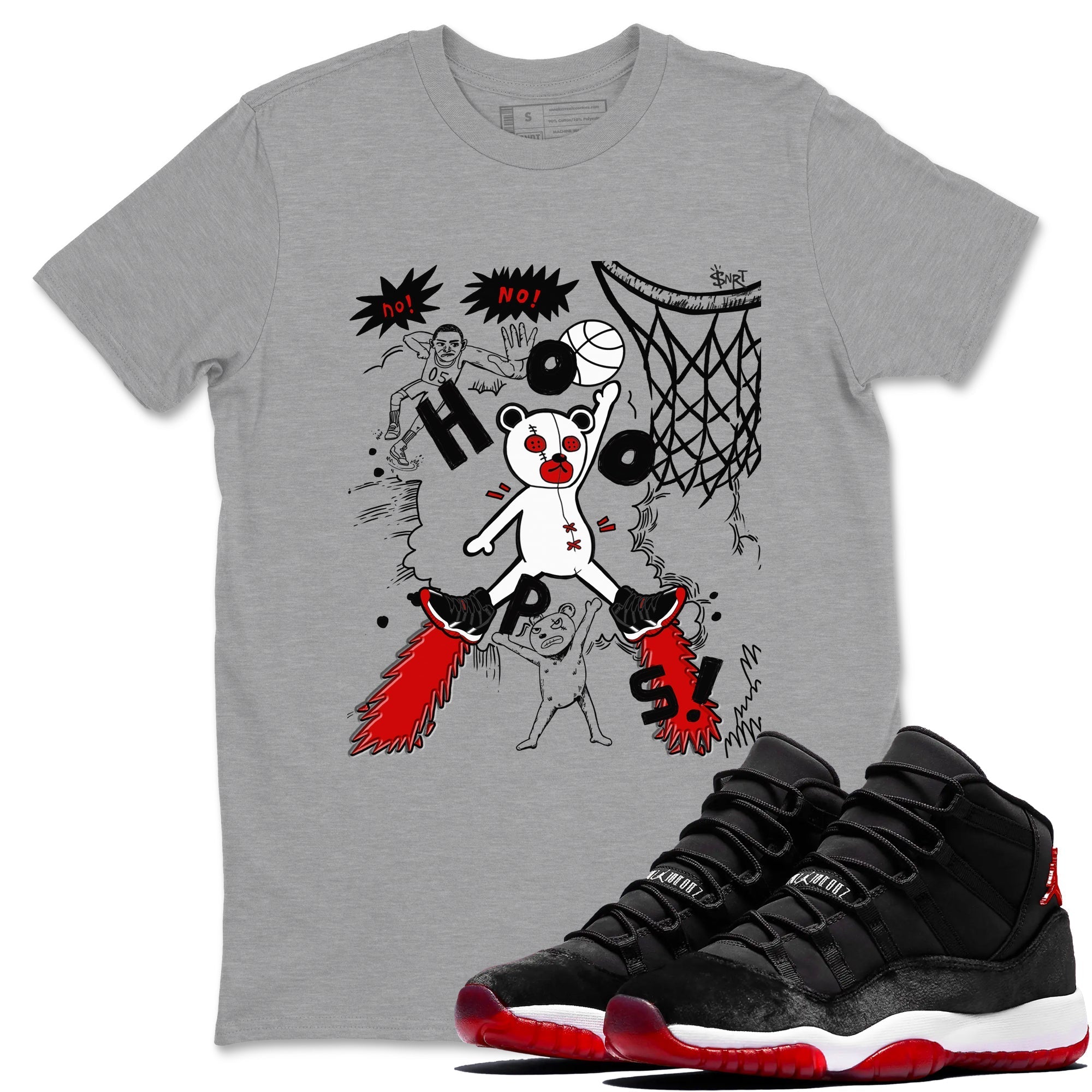 Stop The Bear snkmatch Tees - Air Jordan 11 Bred Velvet