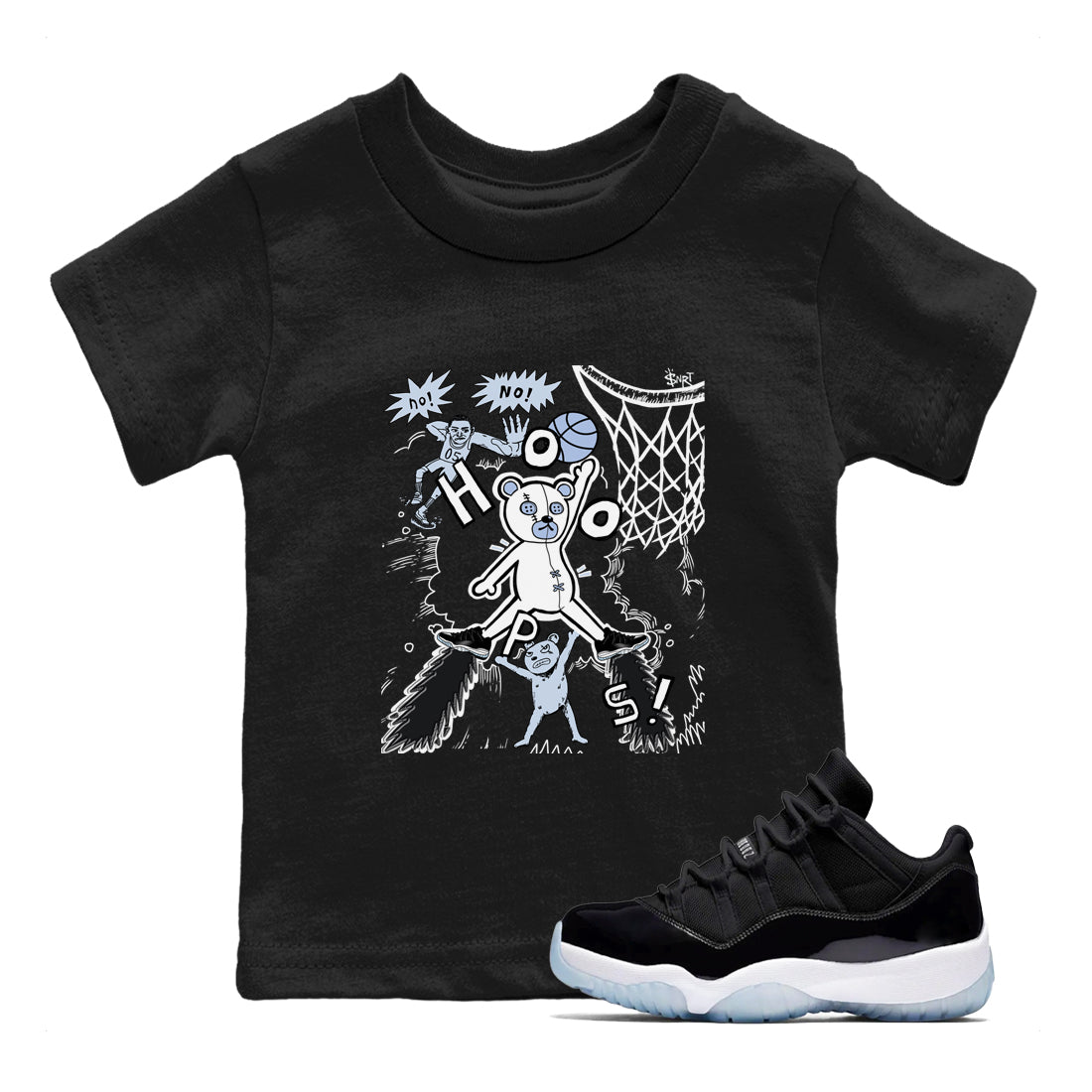 Stop The Bear snkmatch Tees Kids - Air Jordan 11 Black and Varsity Royal