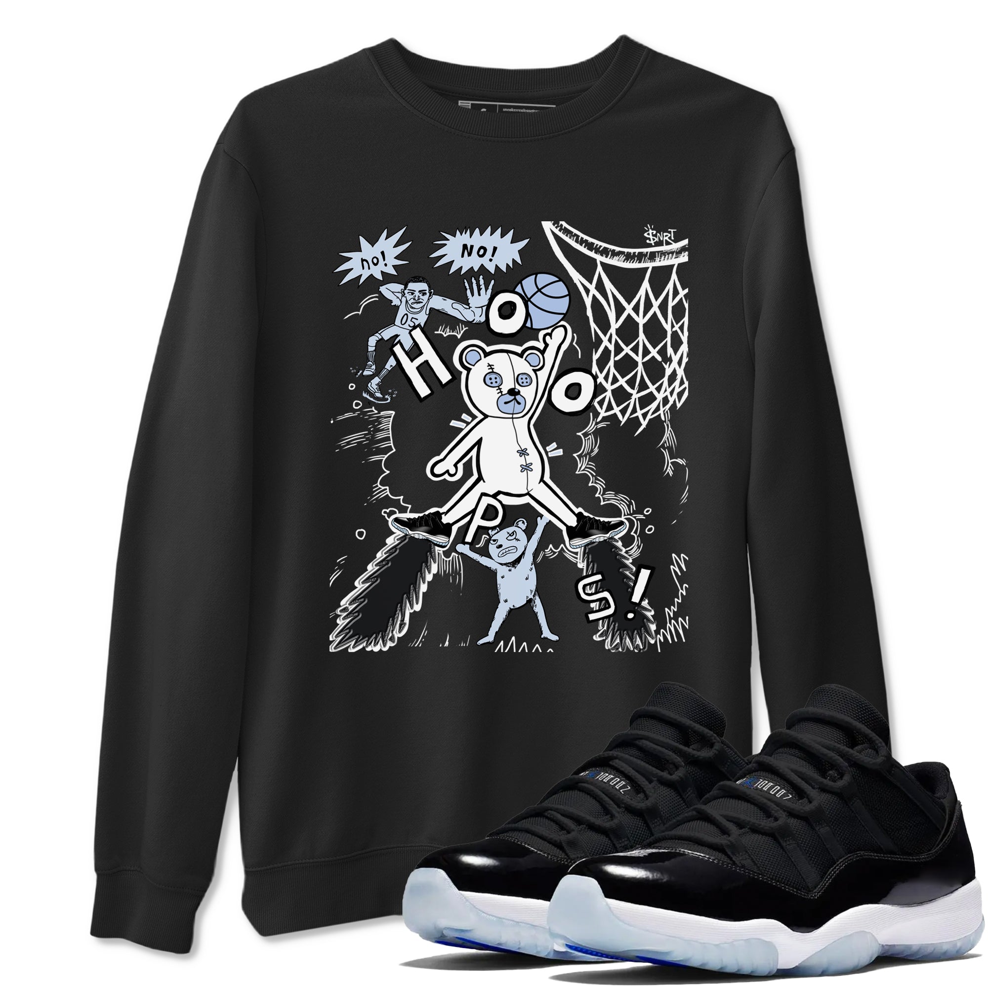 Stop The Bear snkmatch Tees - Air Jordan 11 Black and Varsity Royal