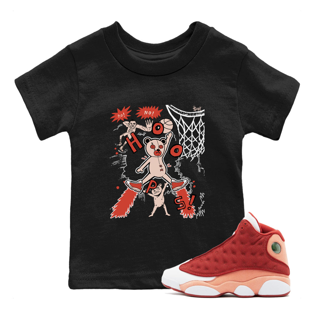Stop The Bear snkmatch Tees Kids - Air Jordan 13 Dune Red